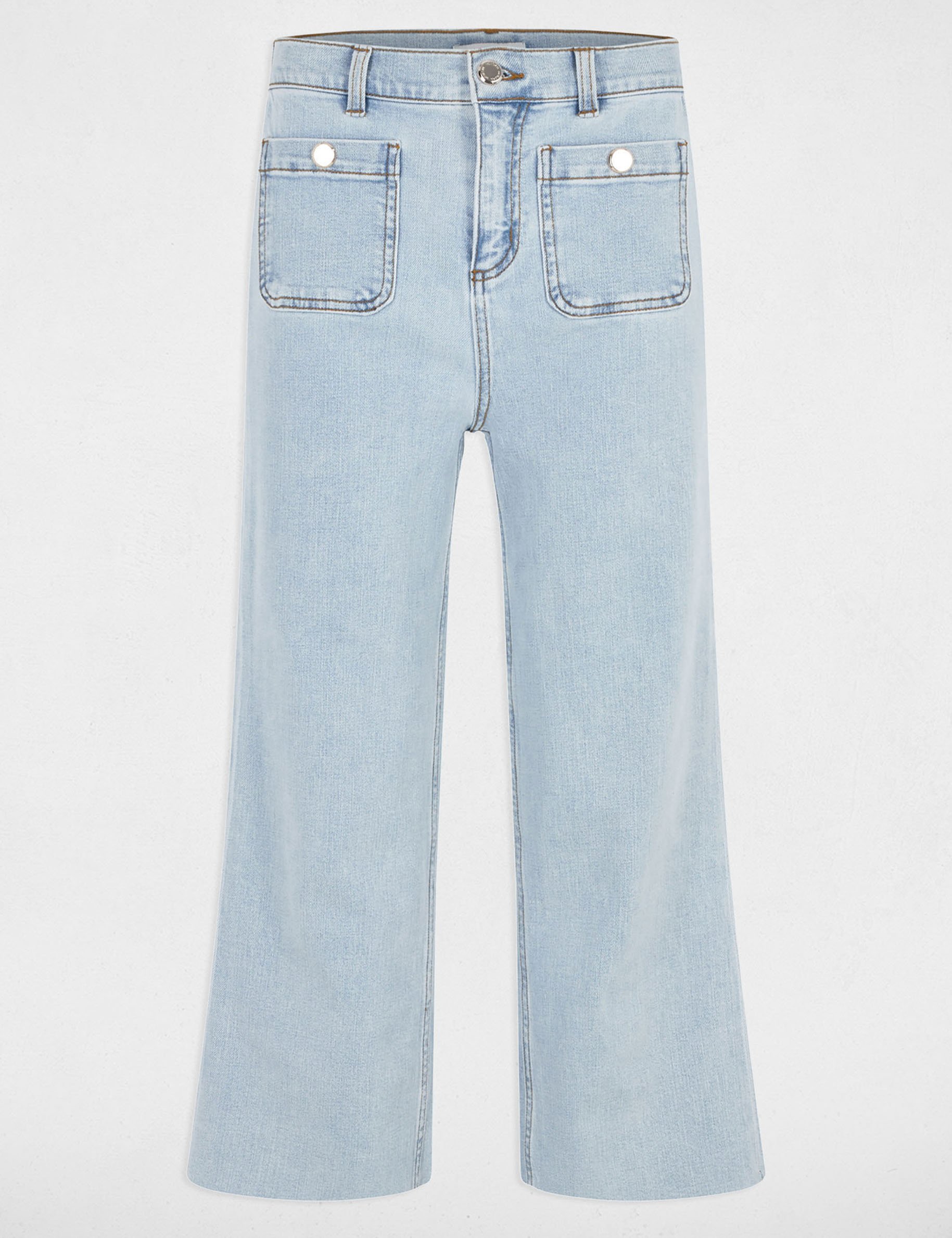 Cropped wide leg trousers bleach denim women