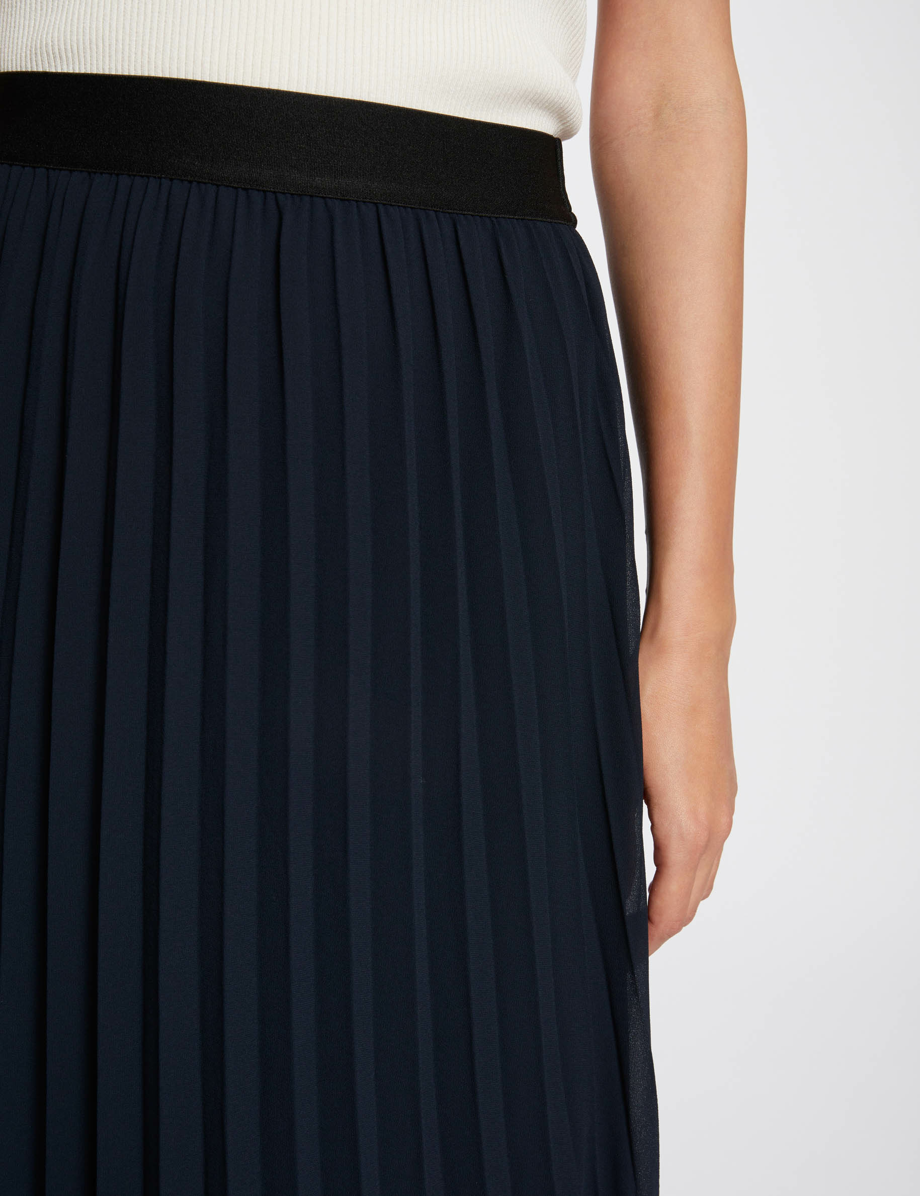 Maxi pleated A-line skirt navy ladies'