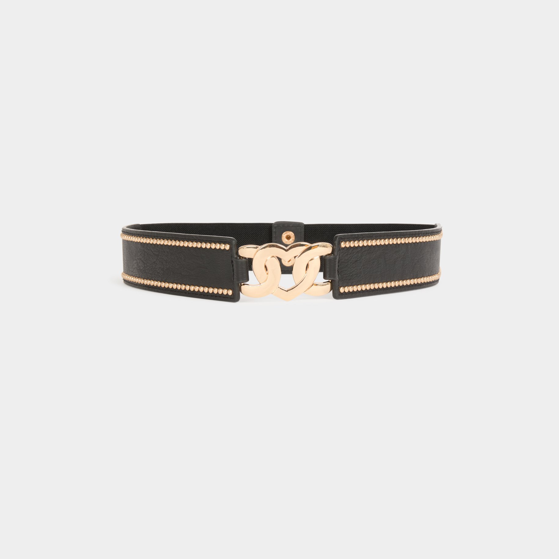 Elasticised belt with studs black women