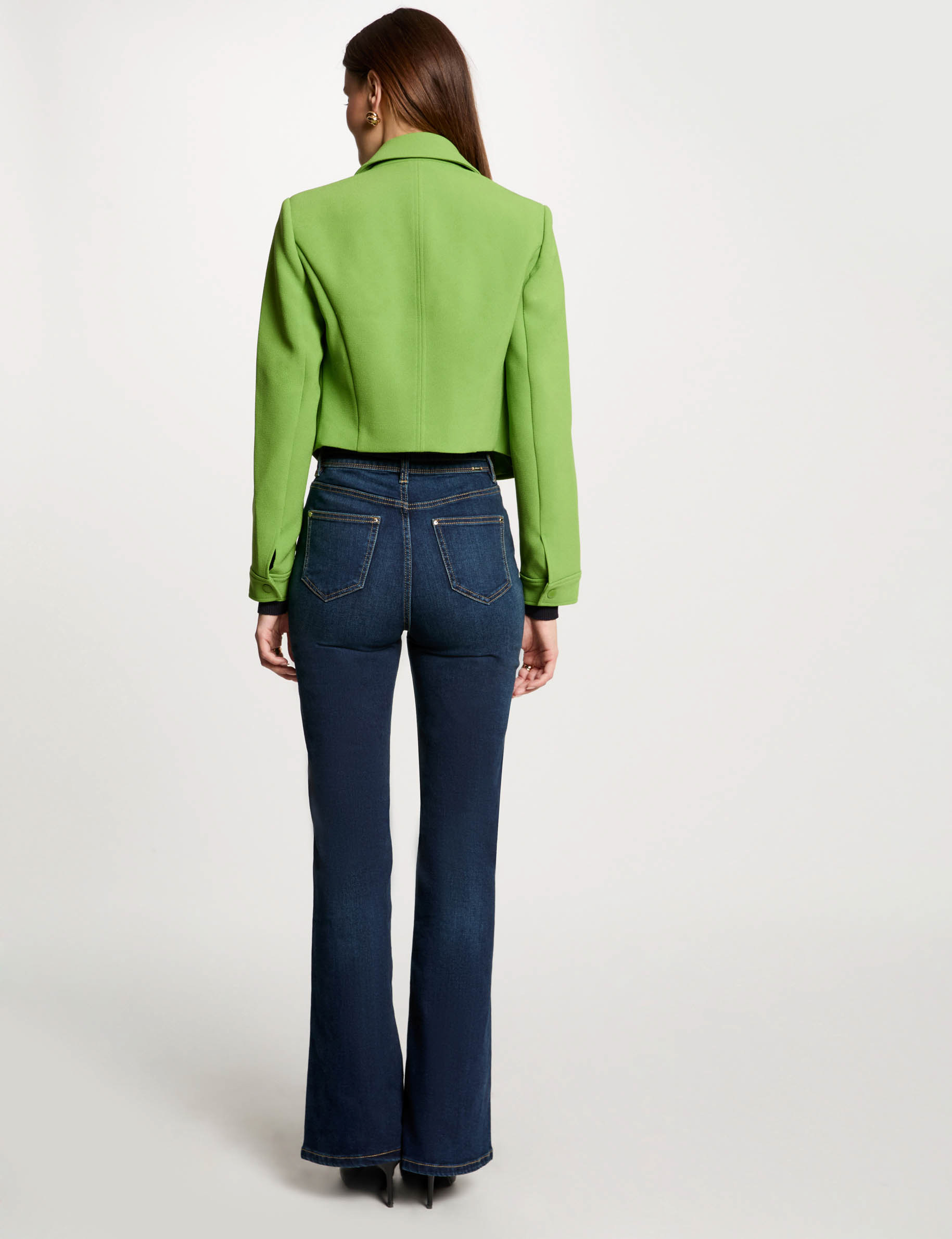 Short buttoned jacket aniseed green women