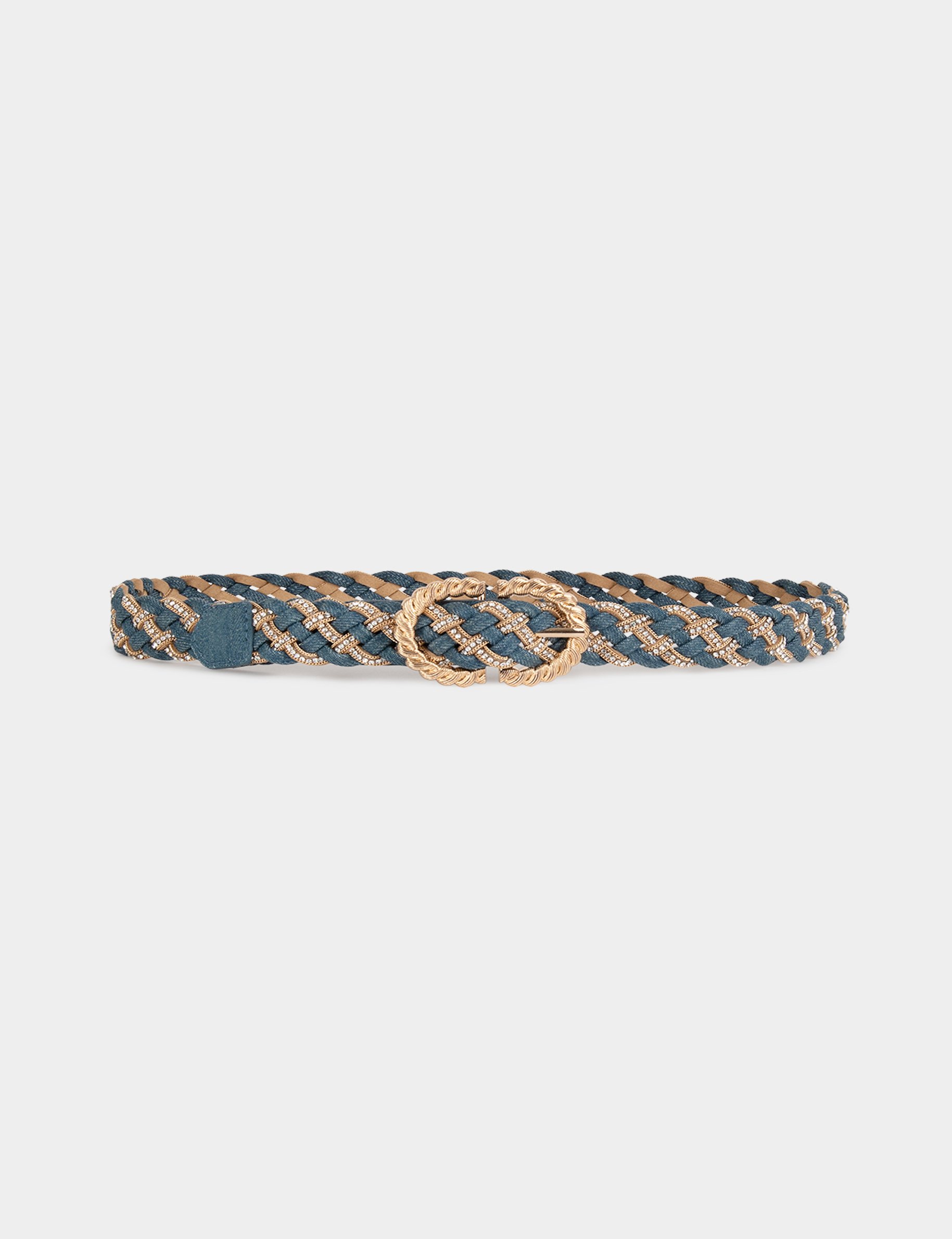 Braided denim belt stone wash denim women