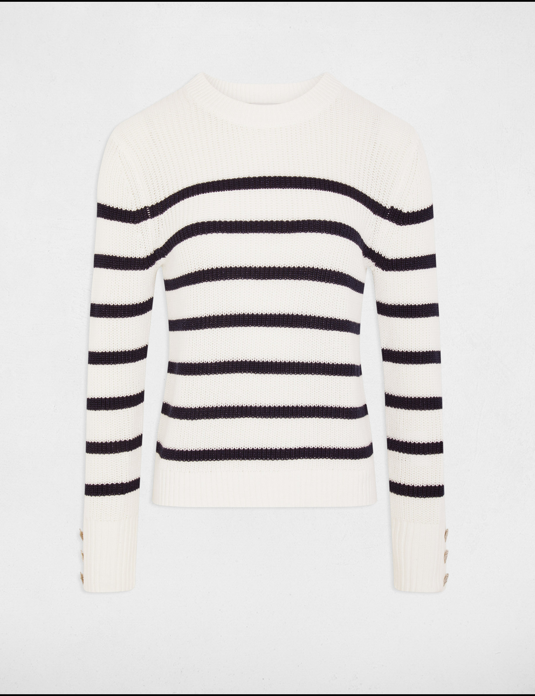 Stripped jumper round neck white women