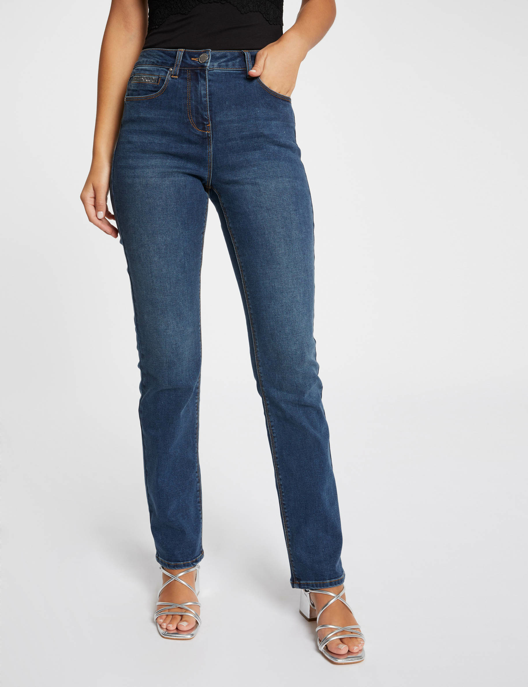 Jeans droit taille haute jean stone femme