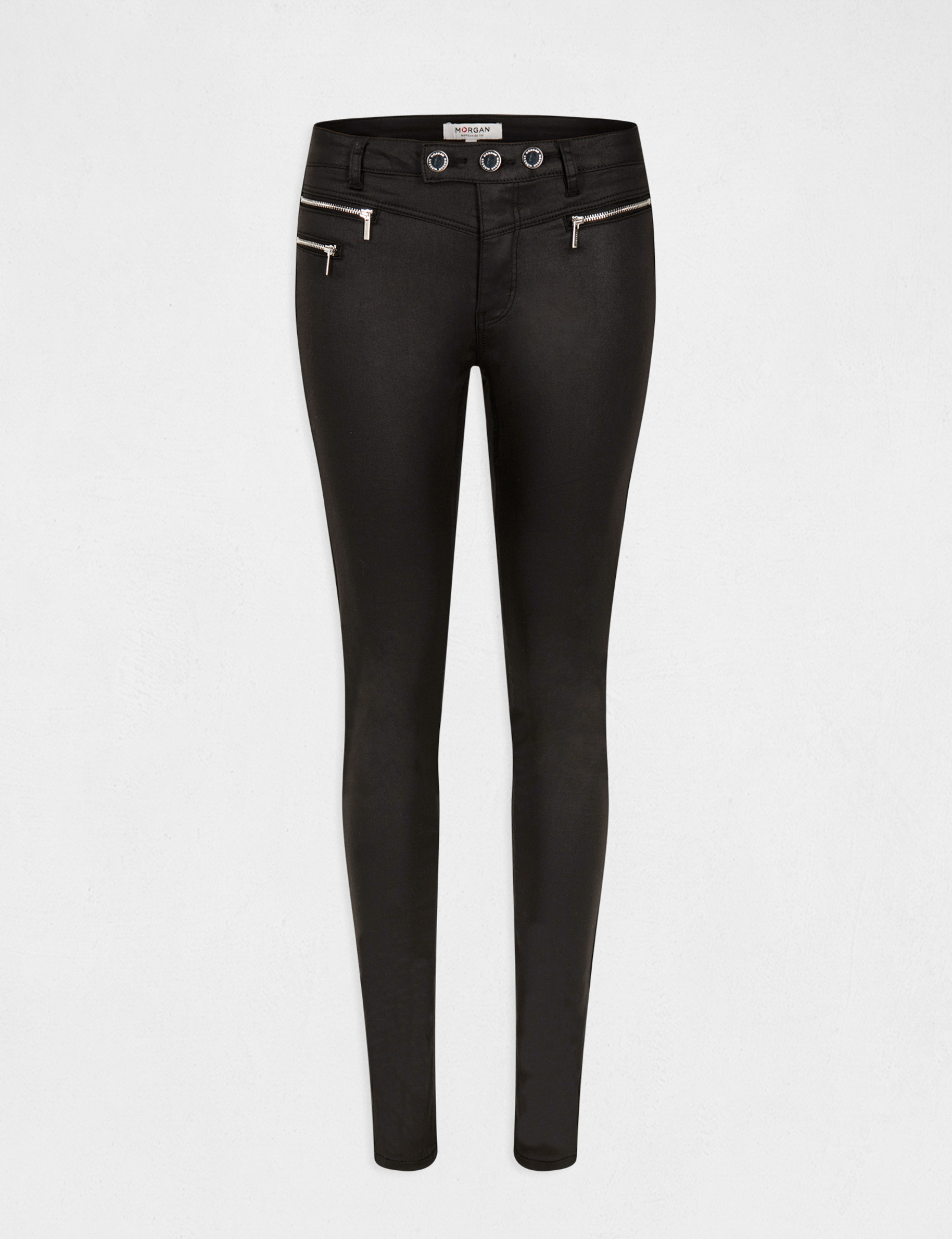 Skinny trousers with wet effect black ladies  Morgan