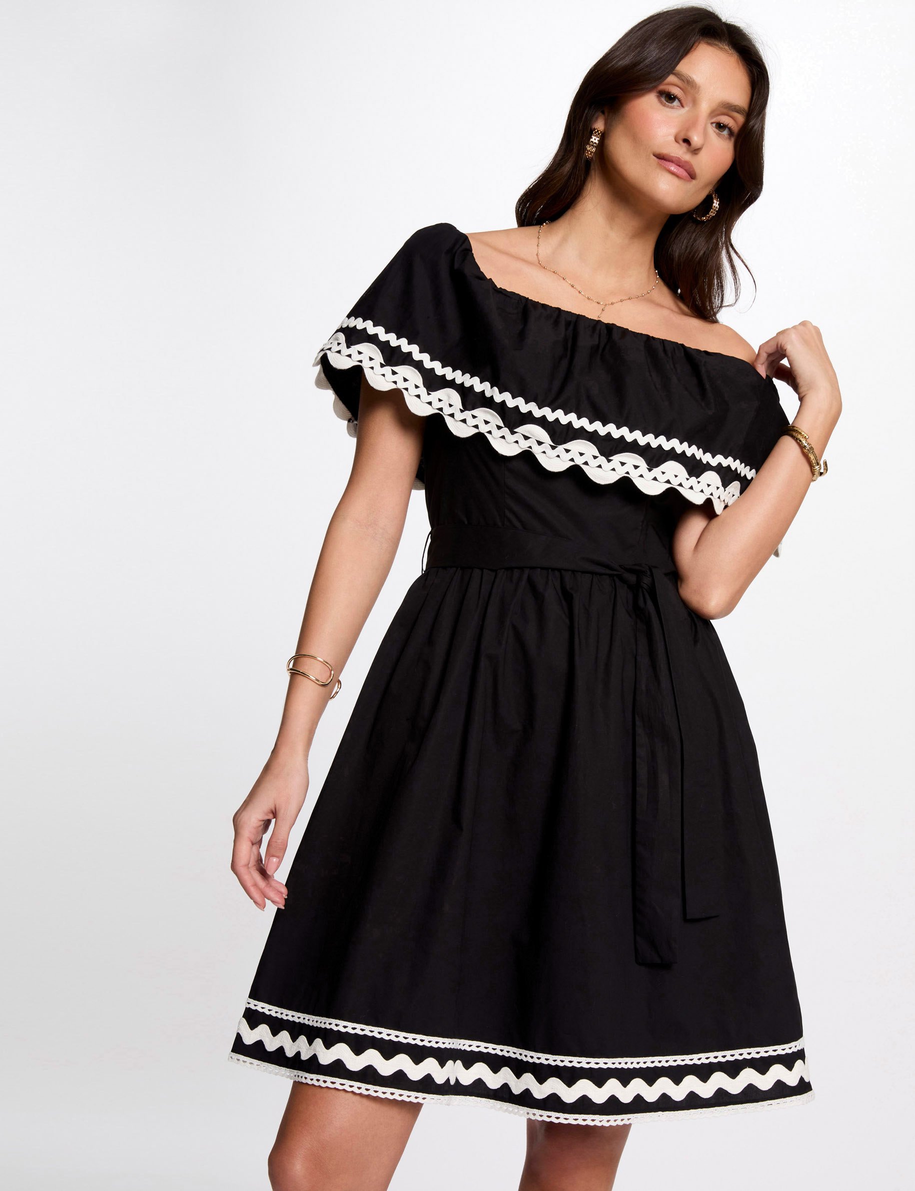 A-line mini dress black women