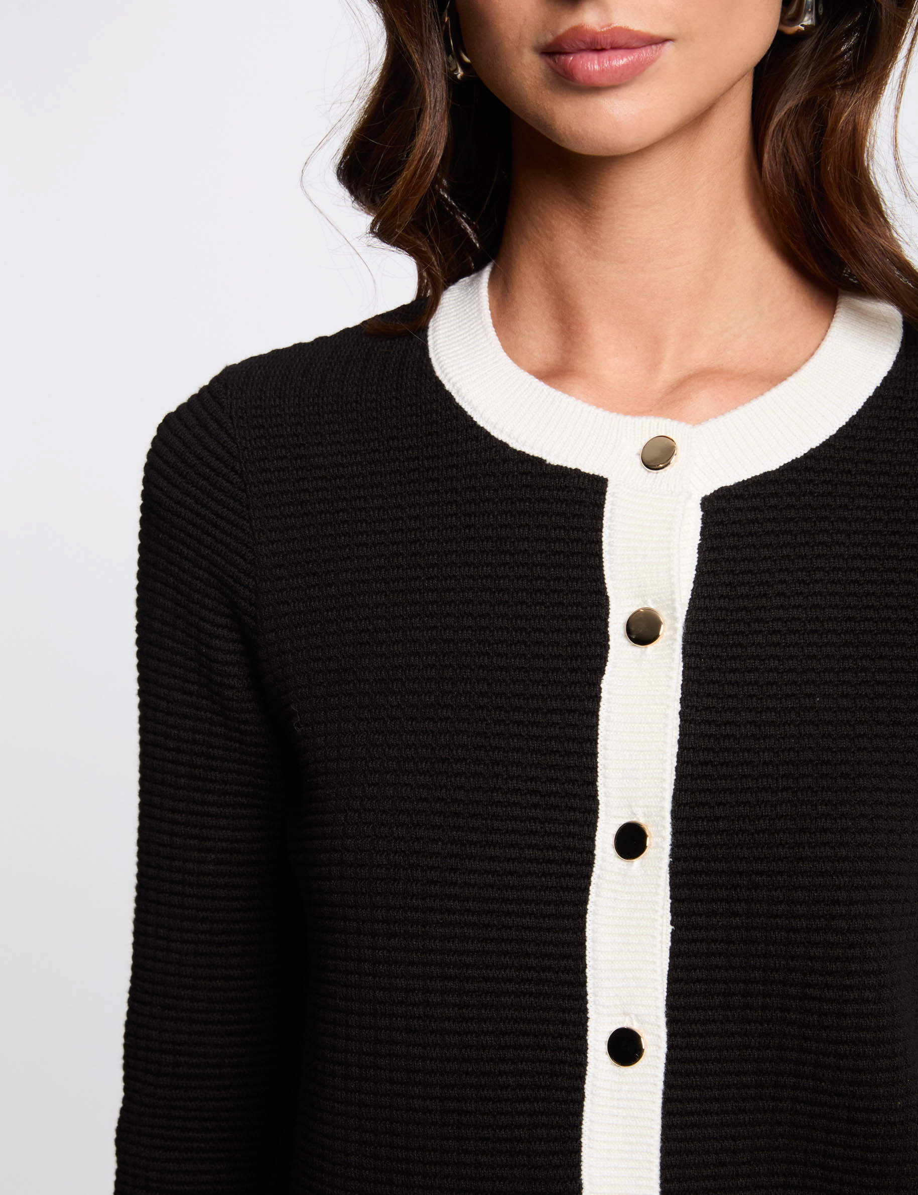 Cardigan round neck black women