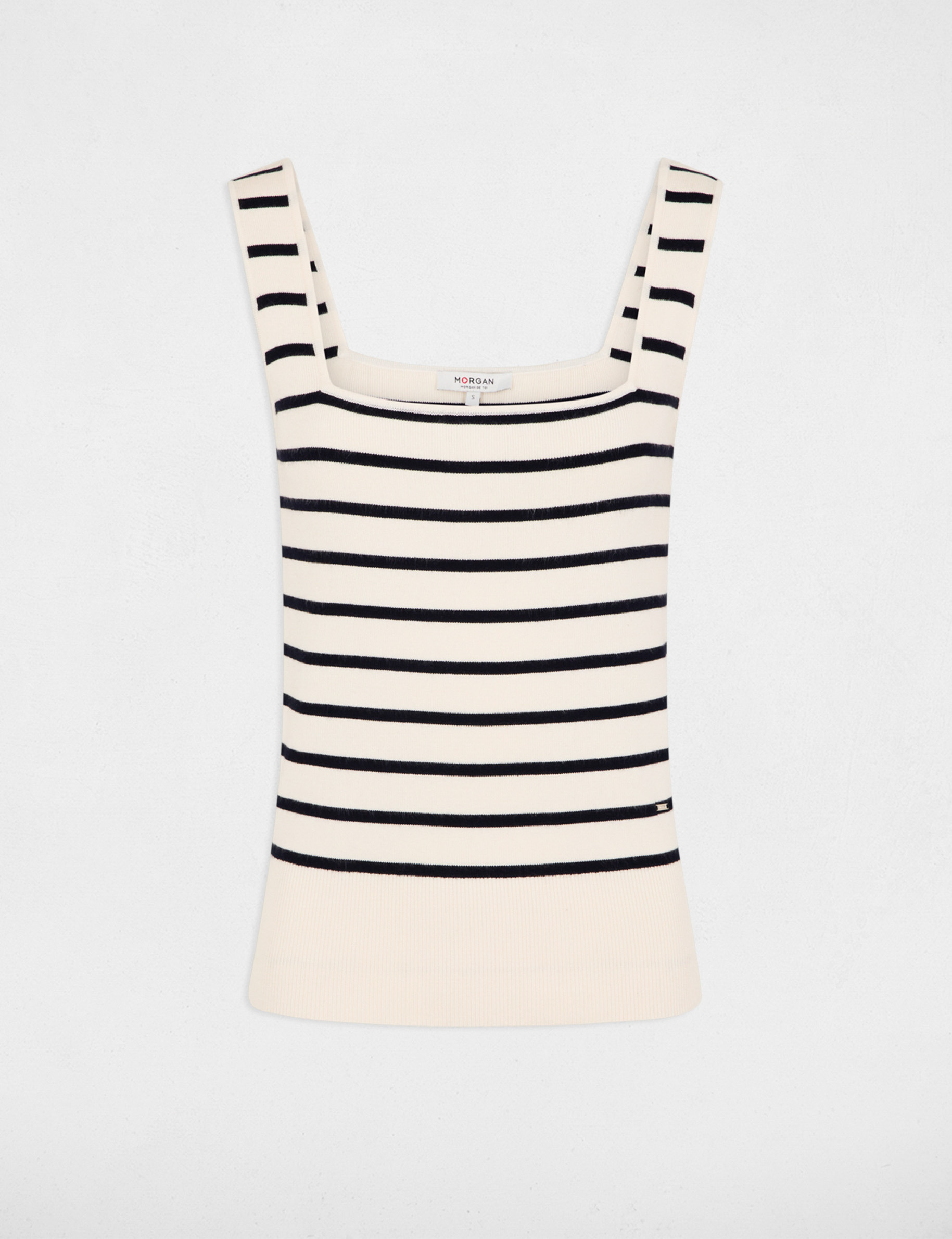 Striped jumper square neck ecru women