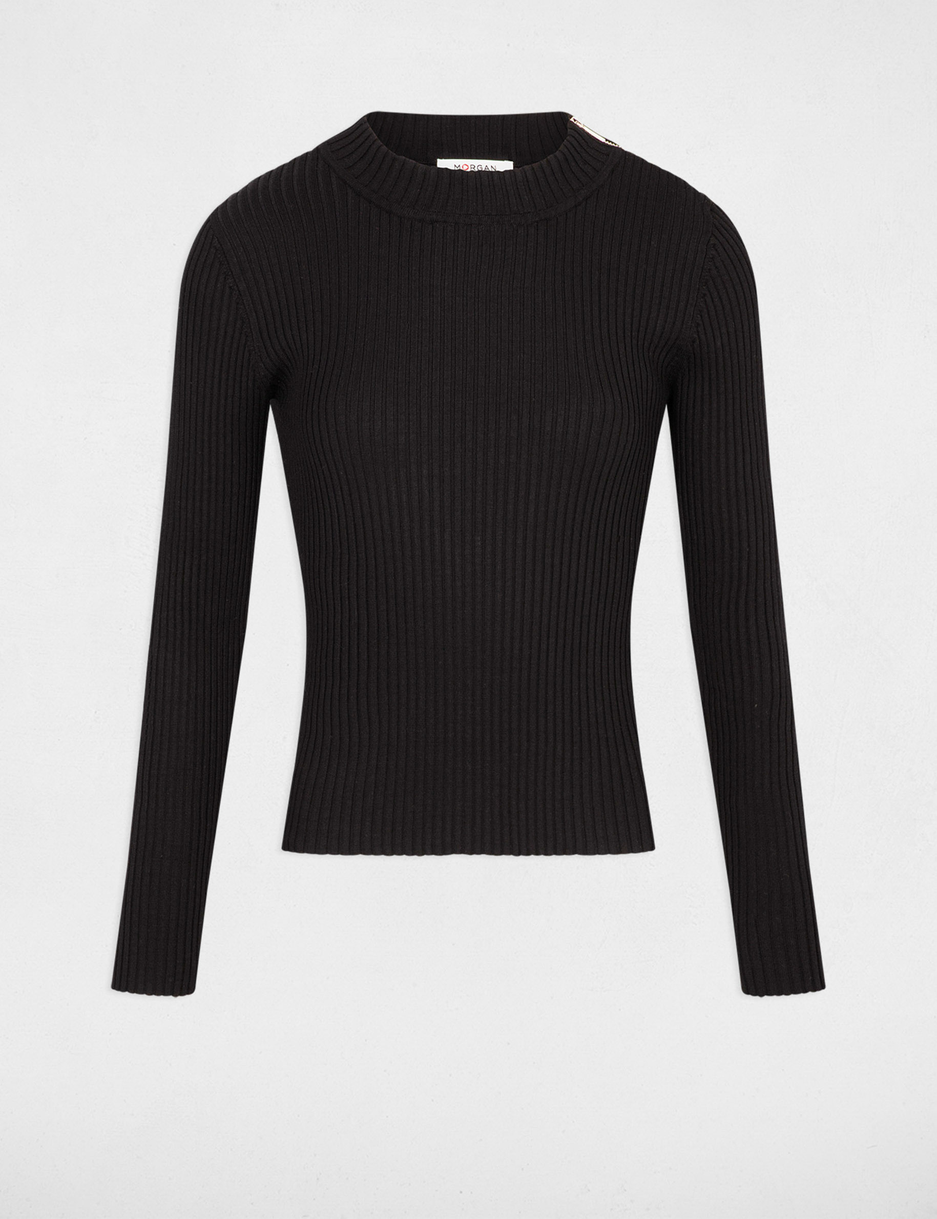 Ribbed jumper high collar black women