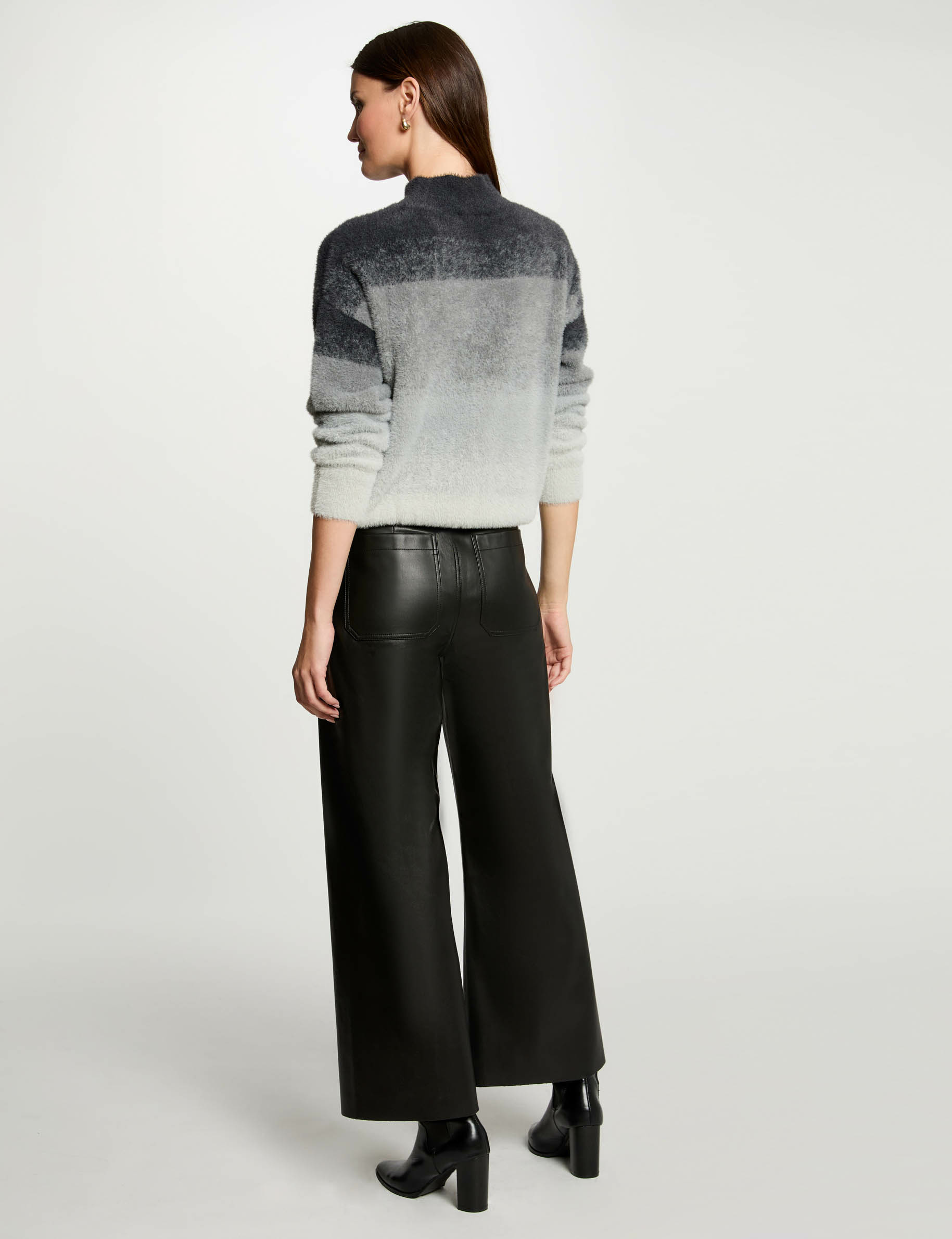 Jumper high collar mid-grey women