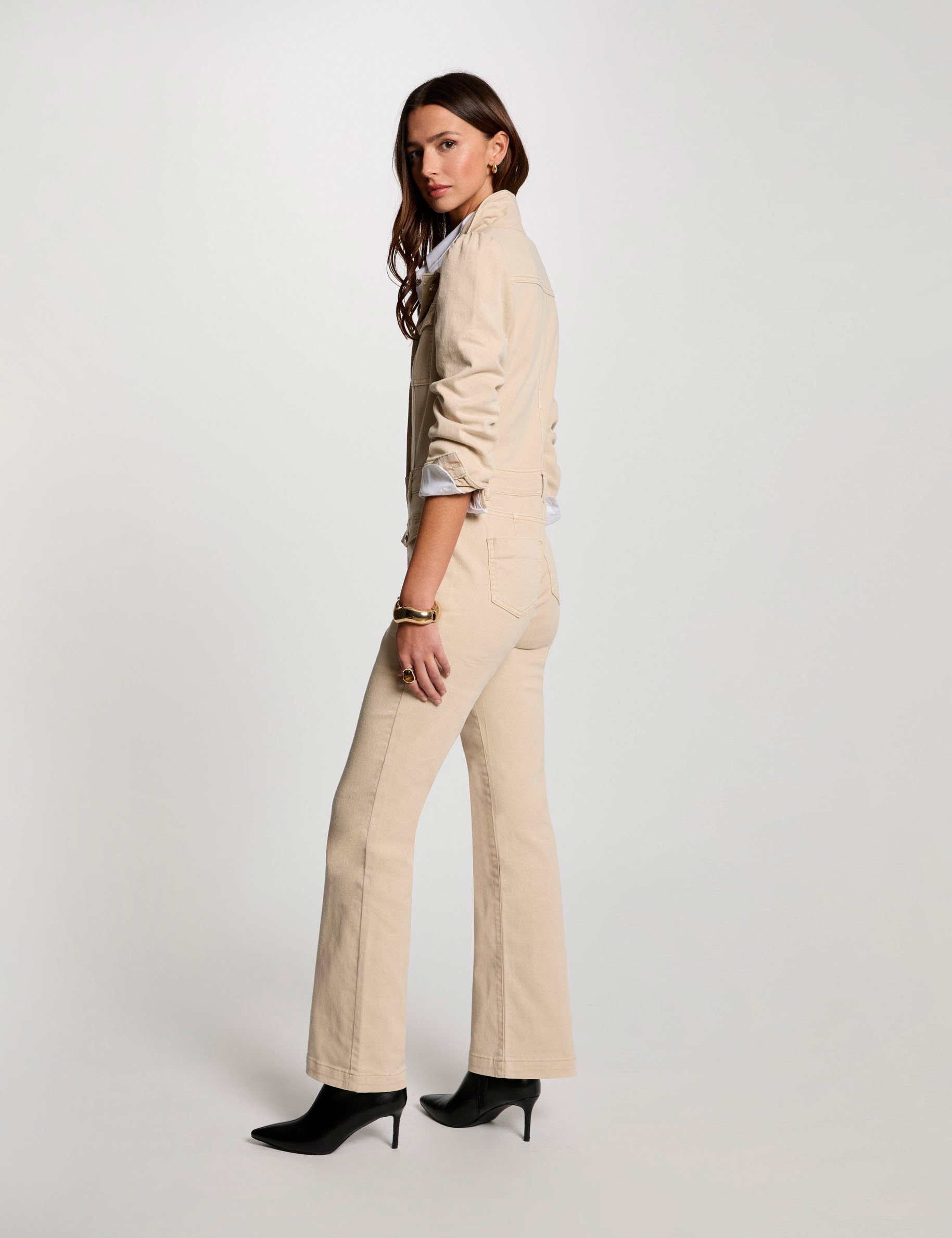 Denim jumpsuit light brown women