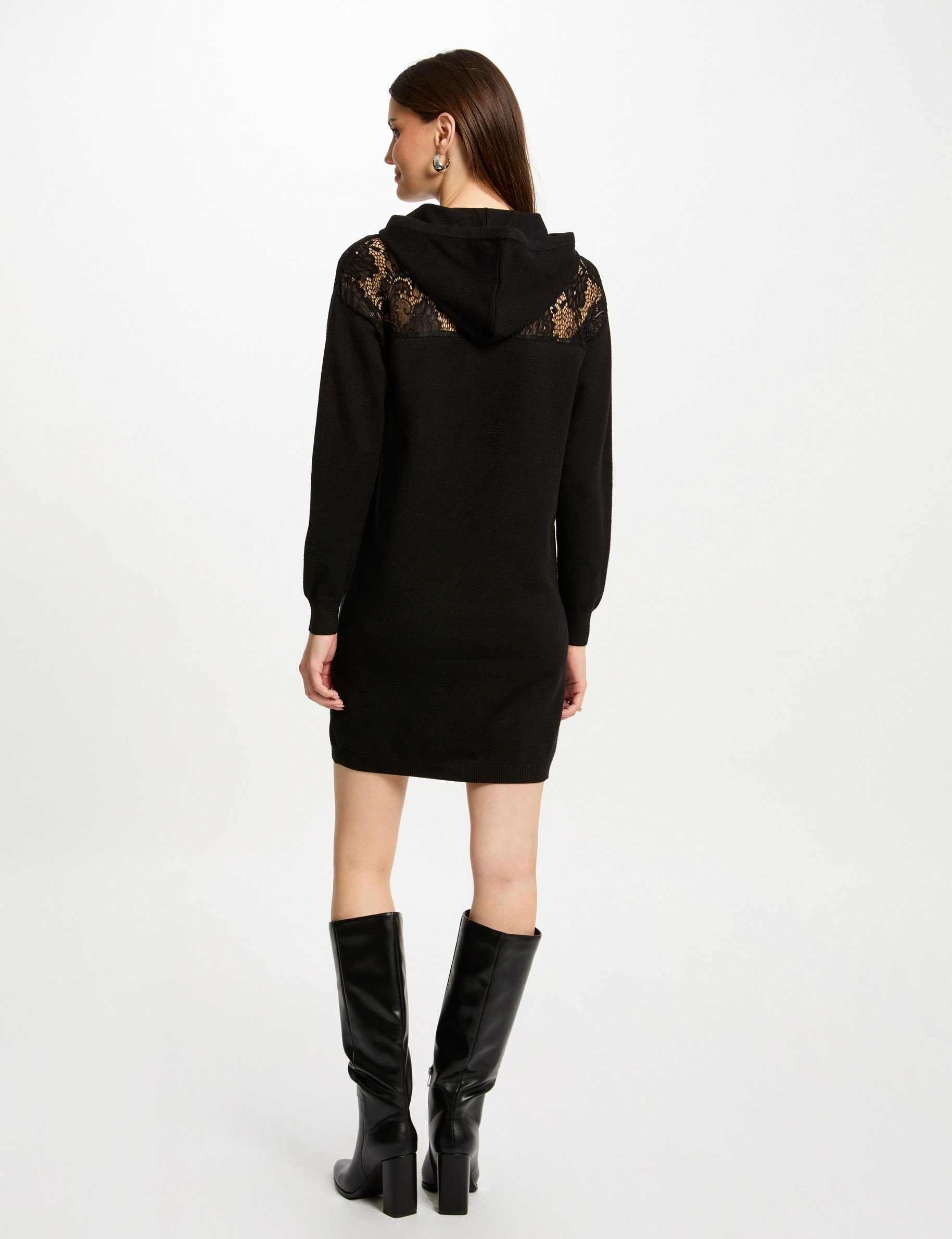 Mini straight knitted dress black women