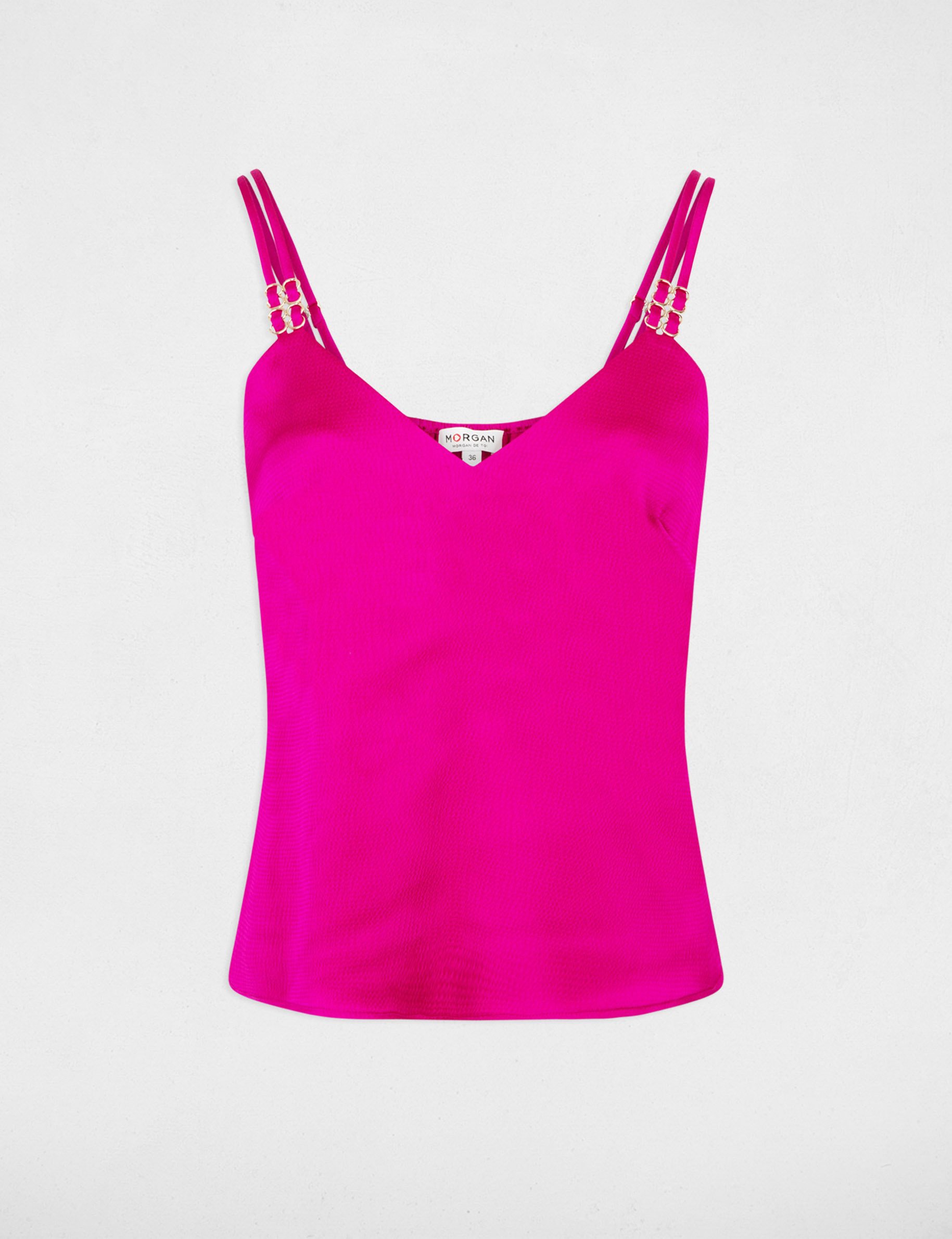 Satin top with straps dark pink women