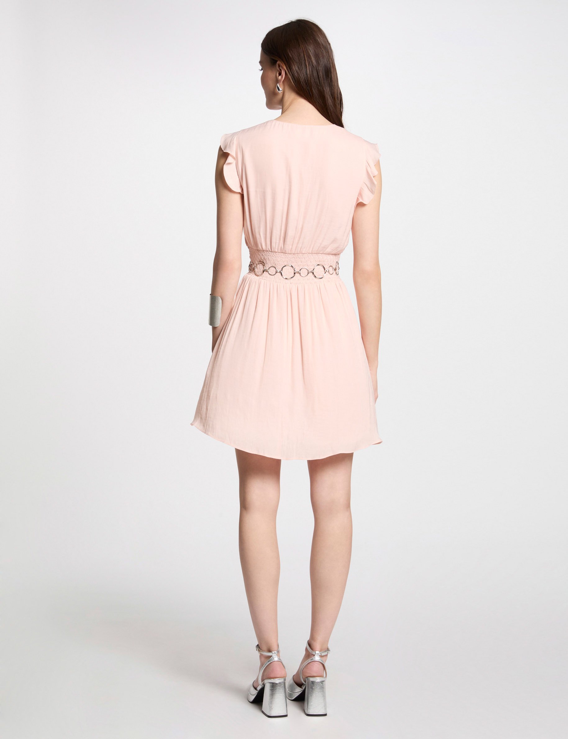 Loose mini dress light pink women