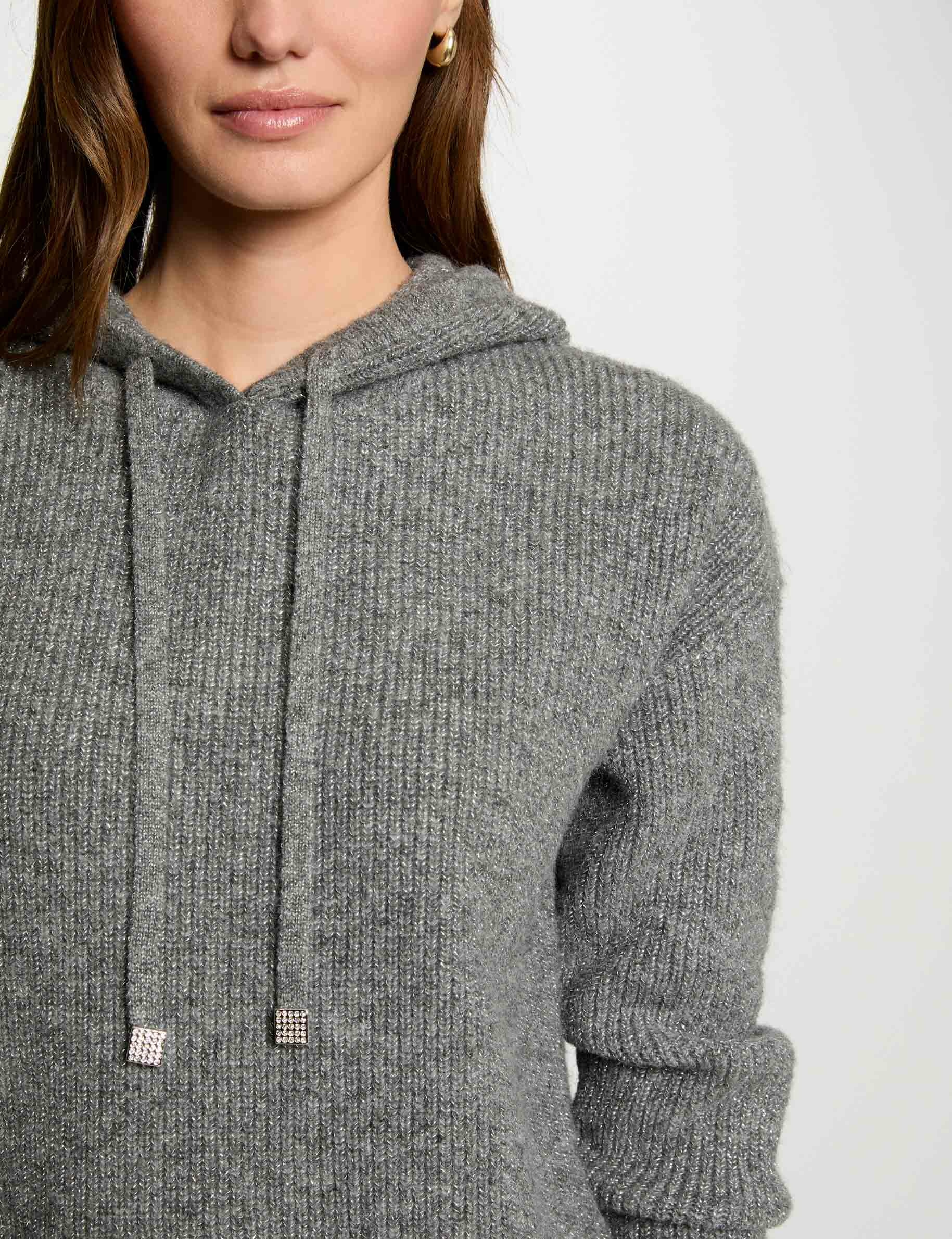 Jumper with hood mid-grey women