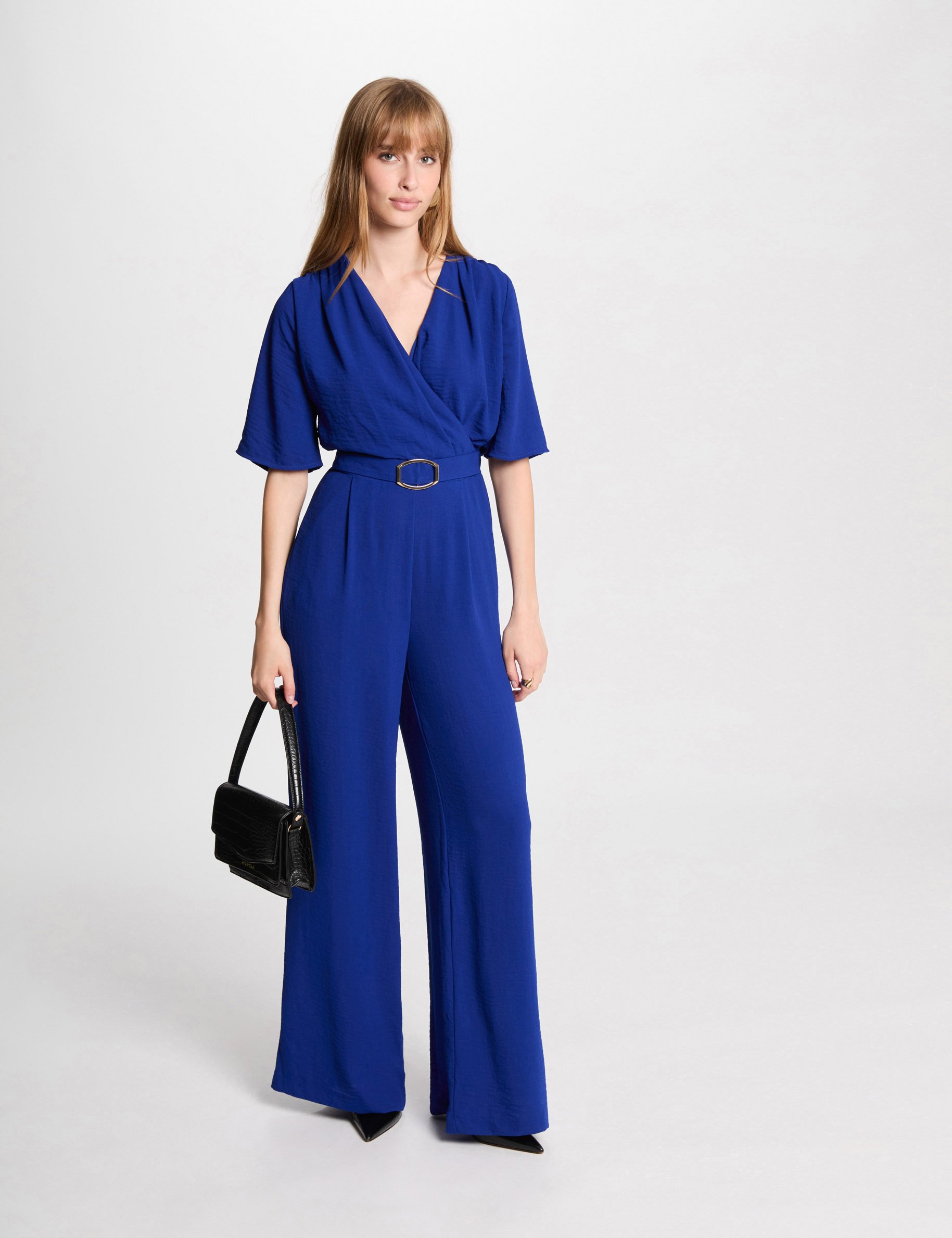 Jumpsuit wide leg electric blue women