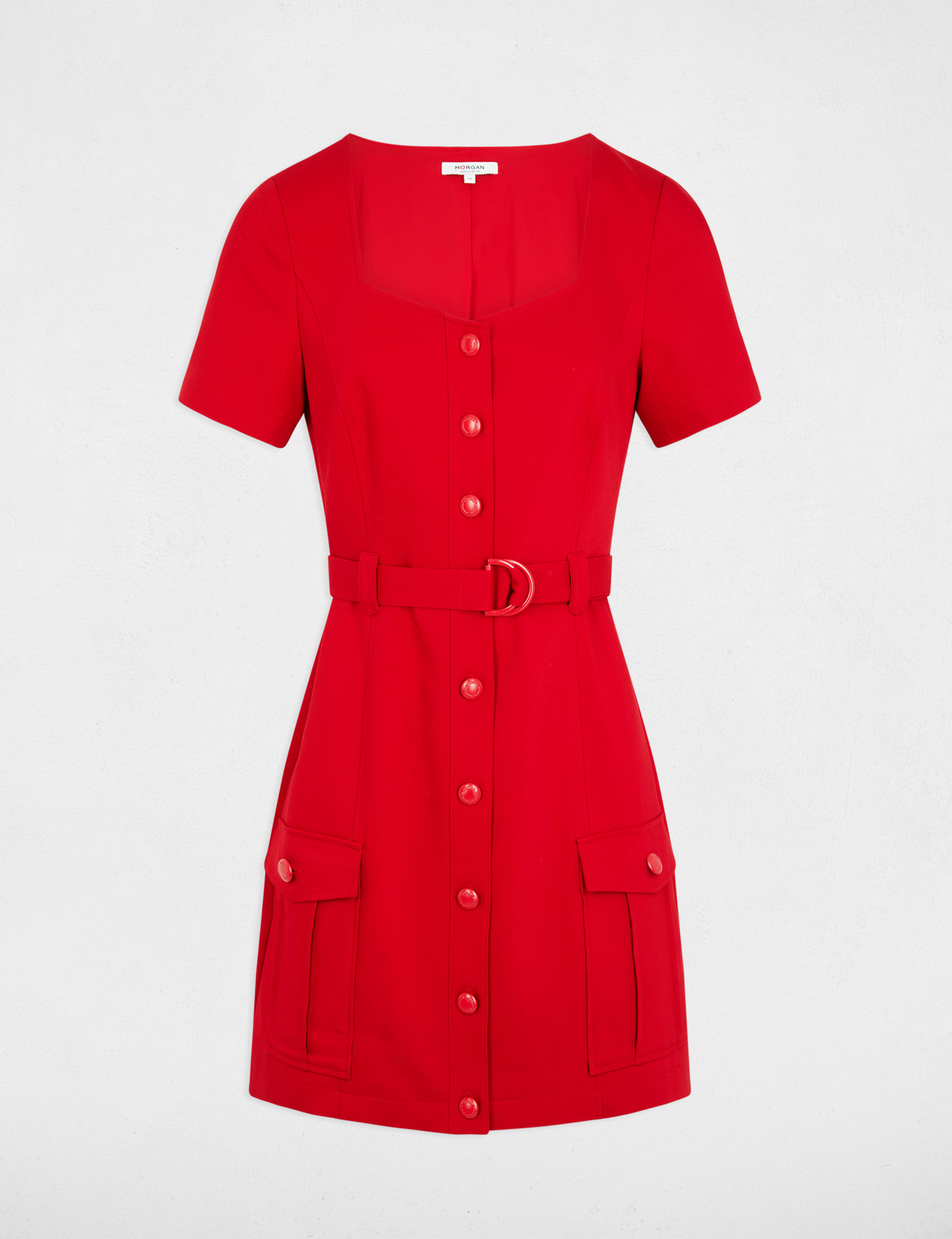 Belted waisted mini dress medium red women