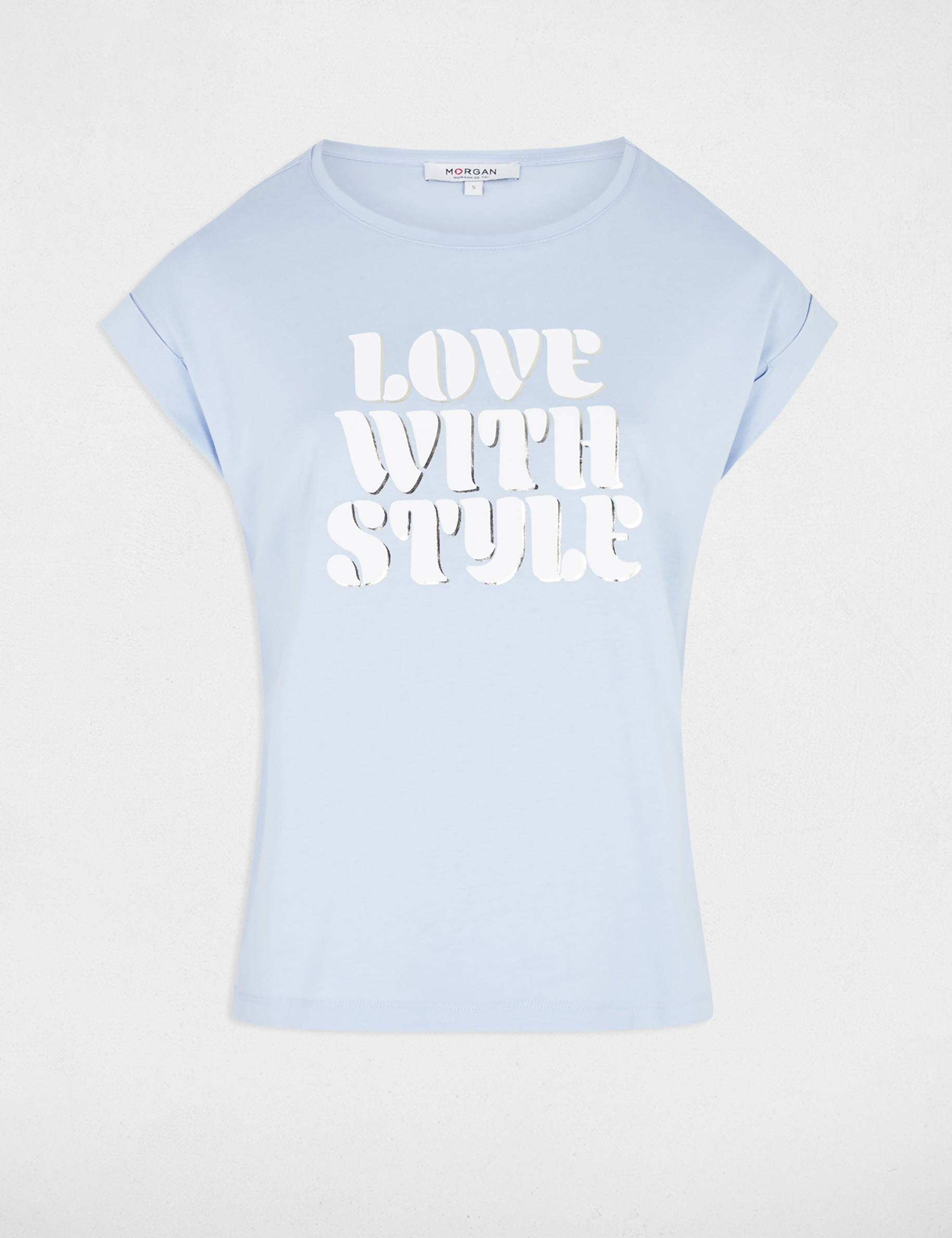 T-shirt with message sky blue women