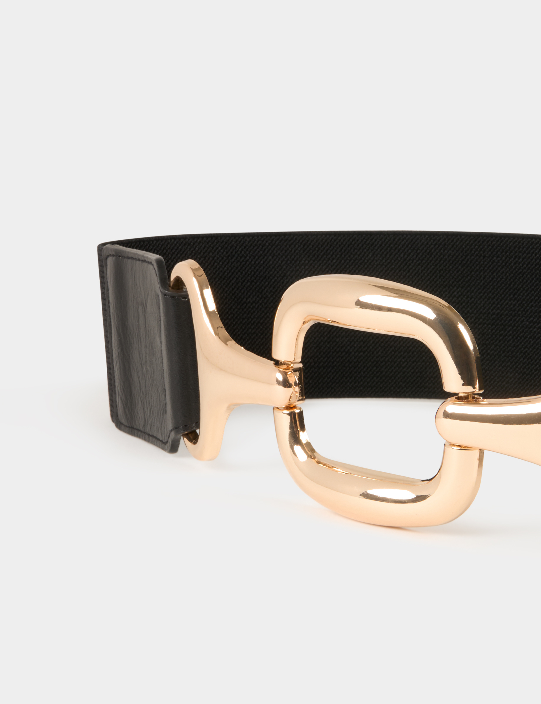 Elasticised belt black ladies'