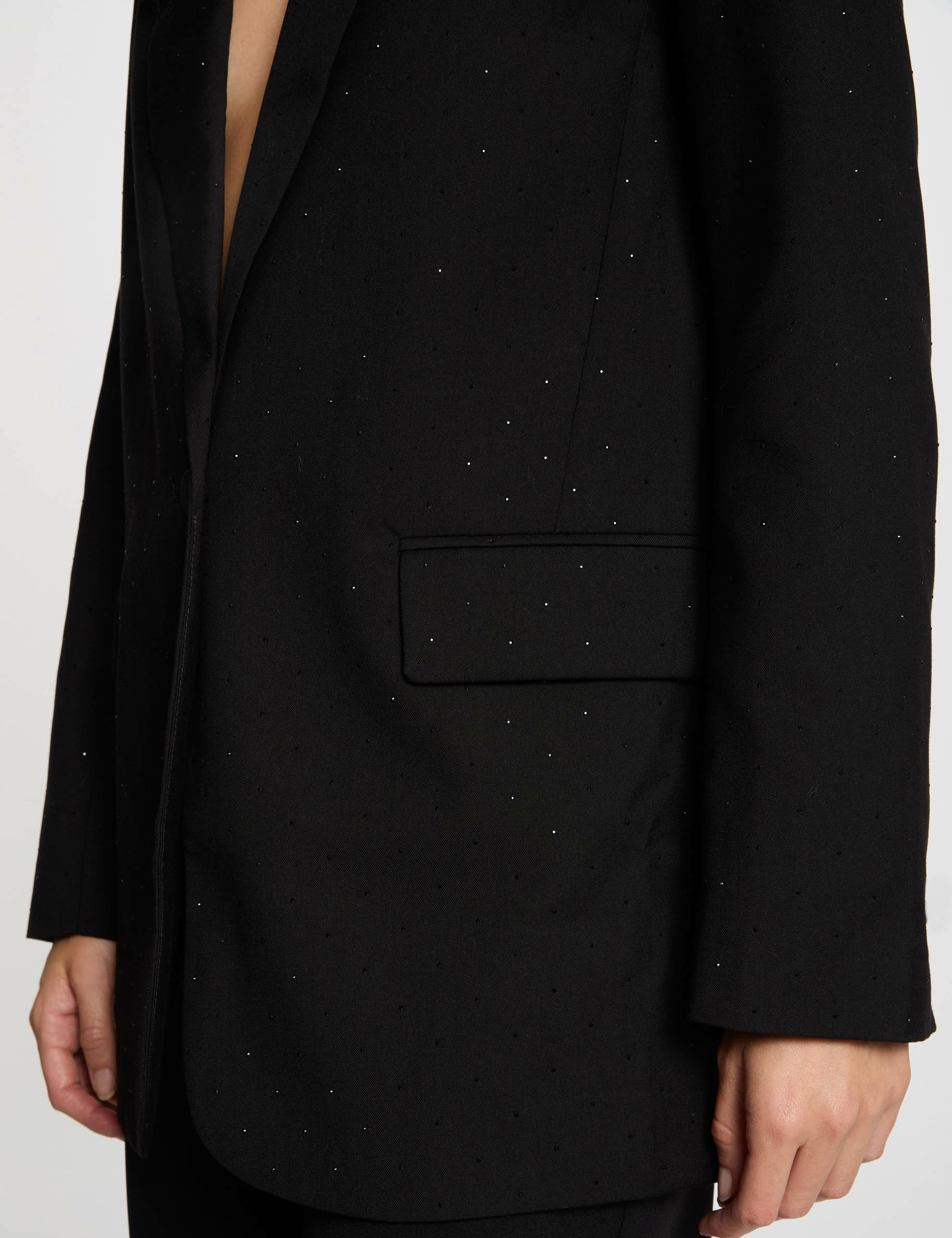 Long blazer with sequins black women