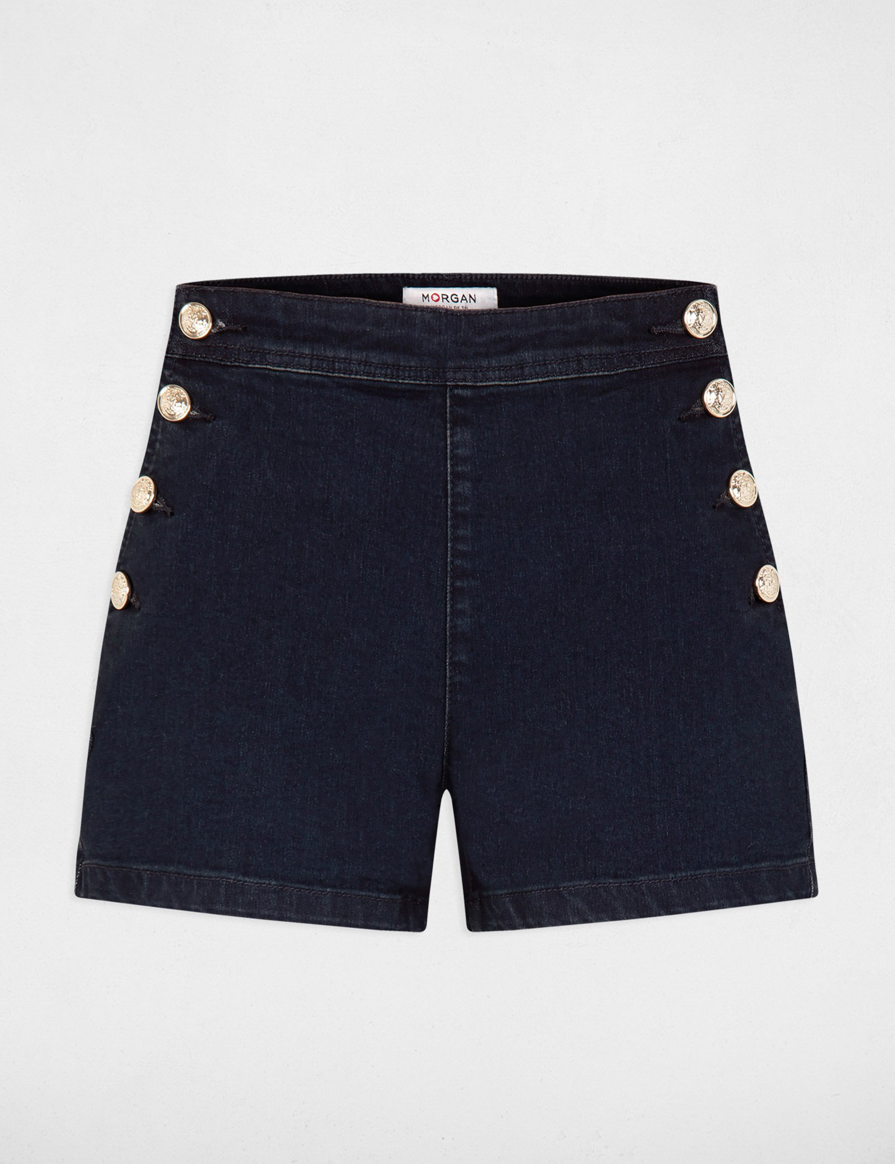 Fitted denim short raw denim women