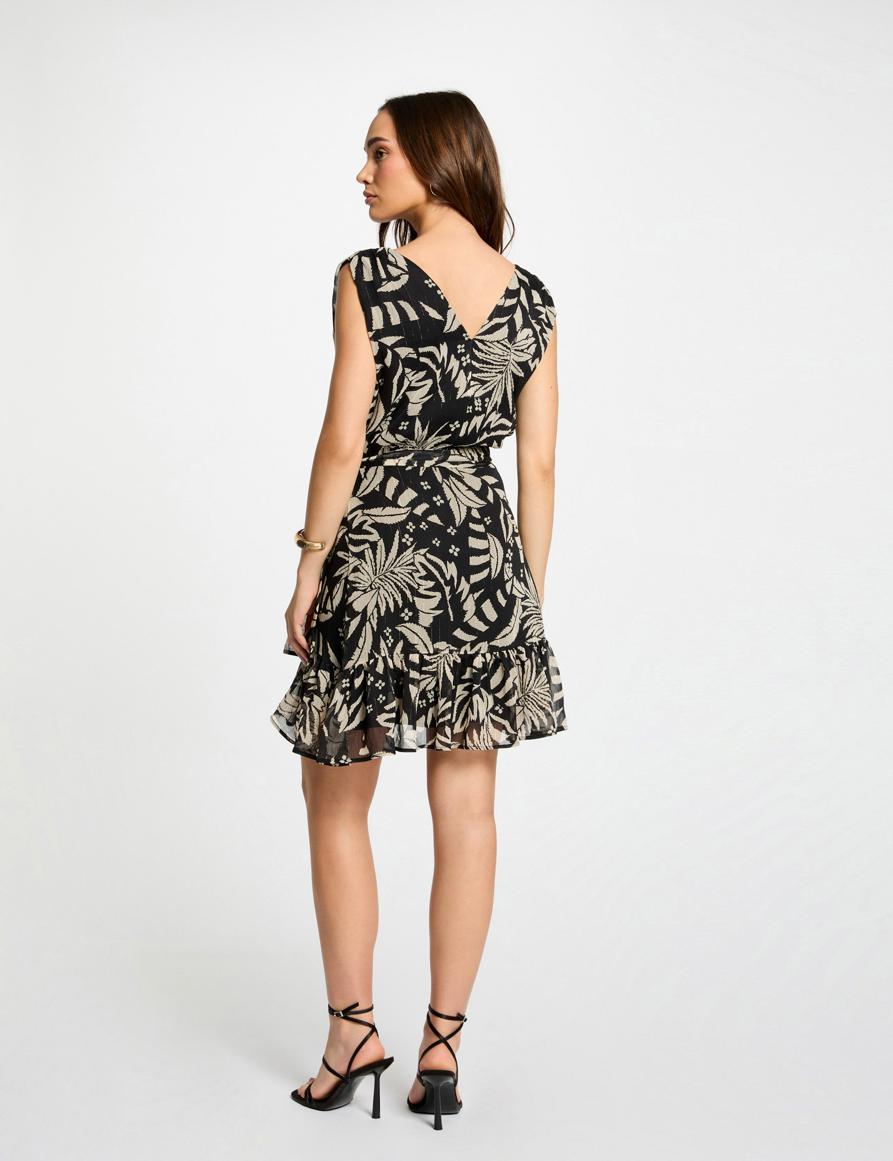 Printed wrap dress black women