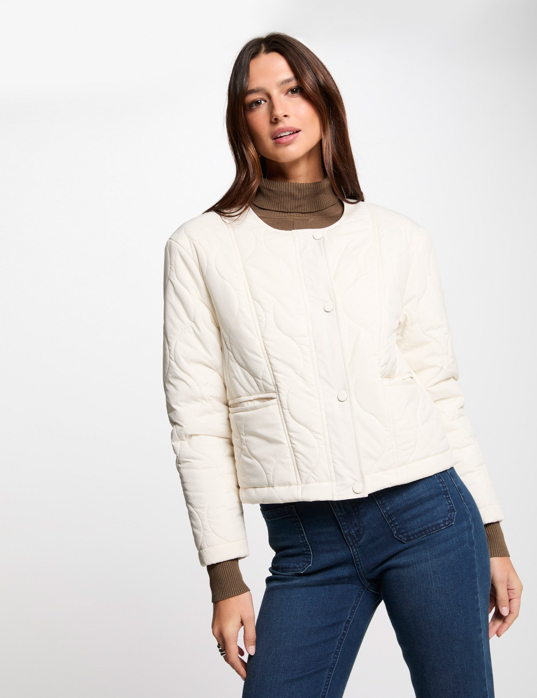 Short padded jacket ivory women