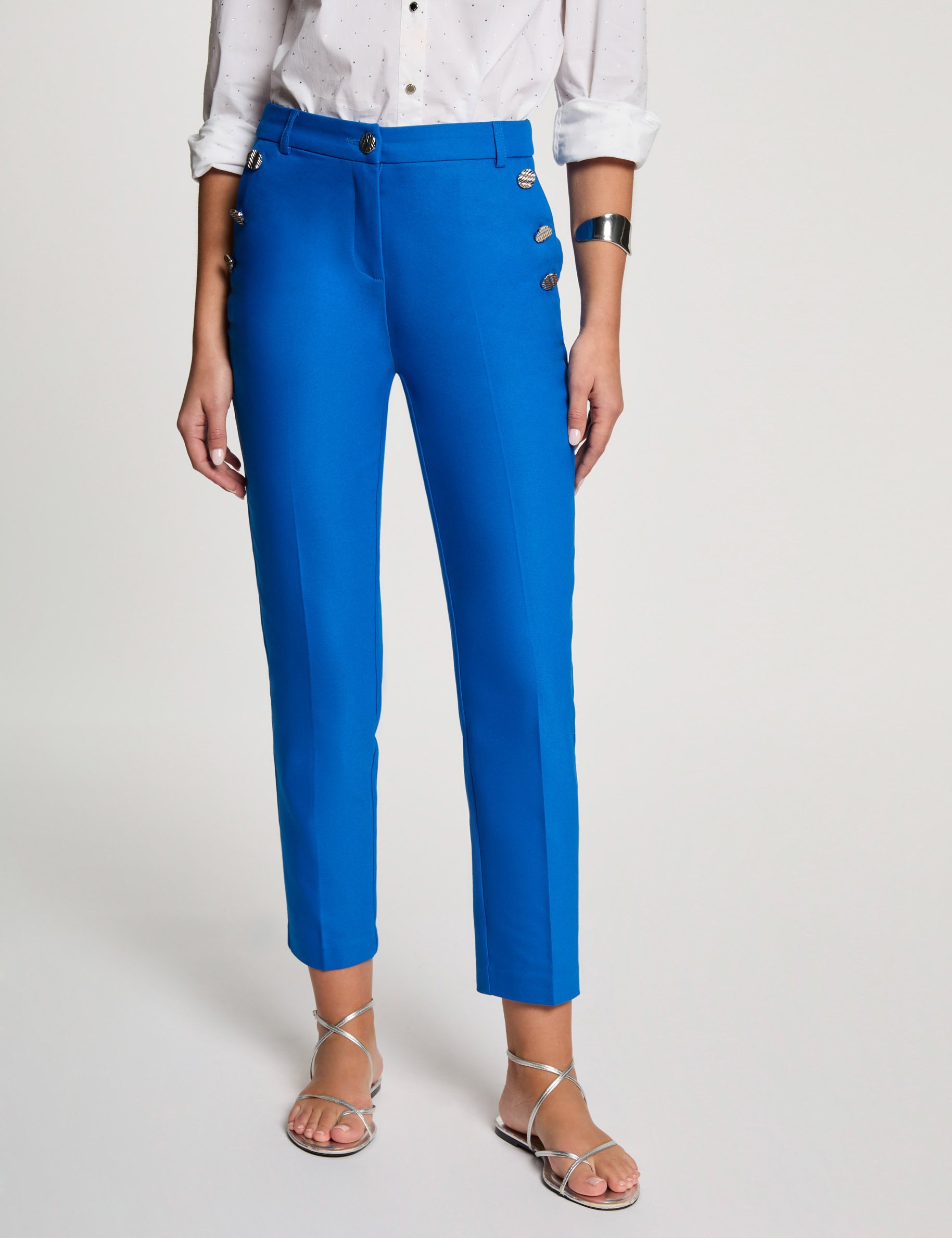 Cropped cigarette trousers electric blue women