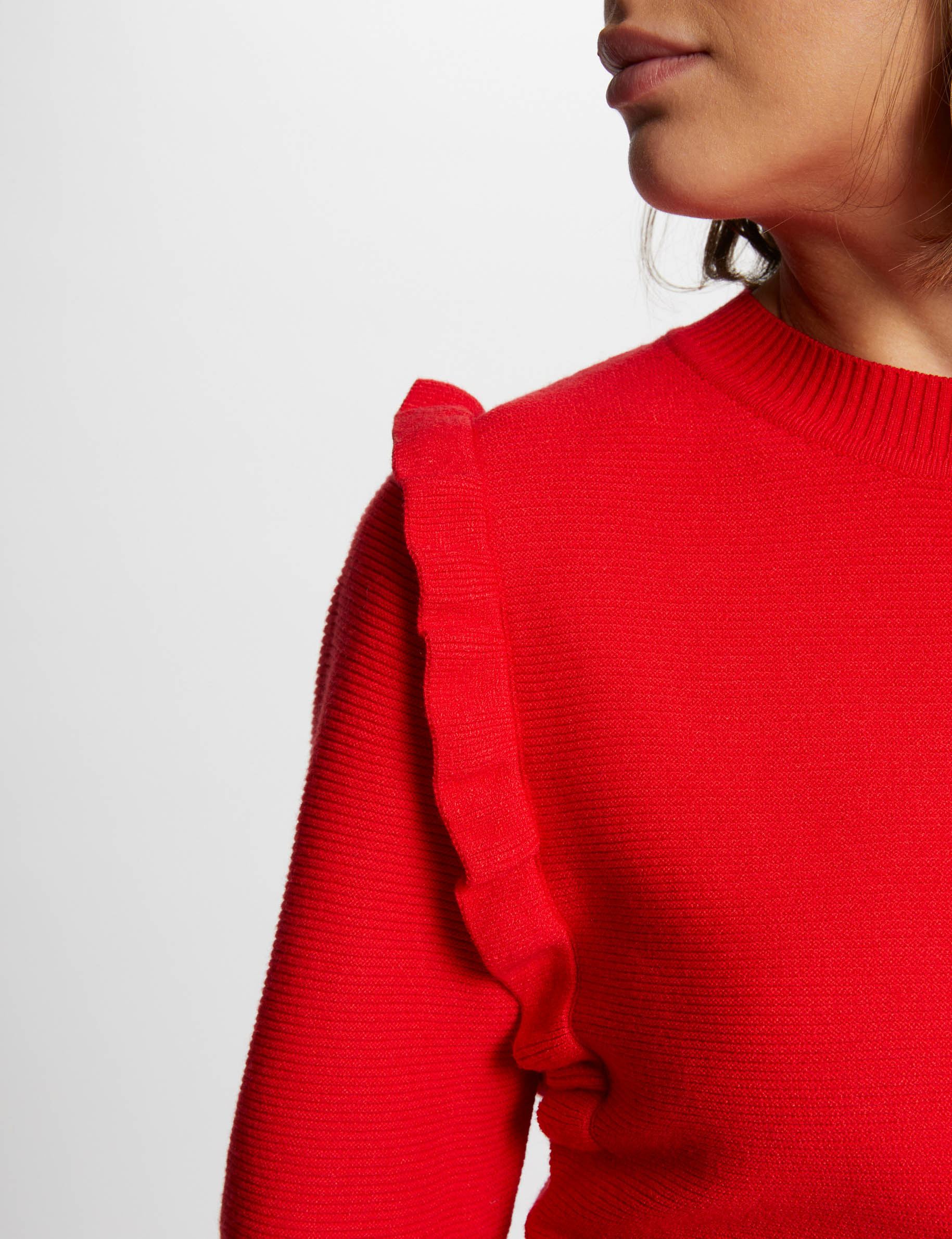 Long-sleeved jumper ruffles red women