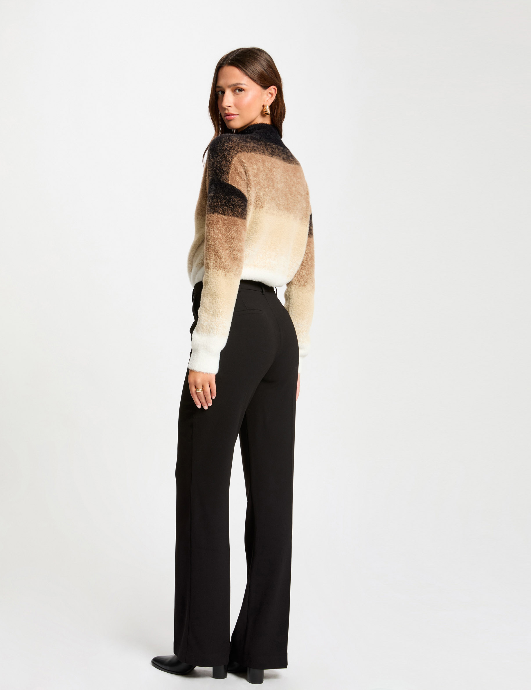 Jumper high collar camel women