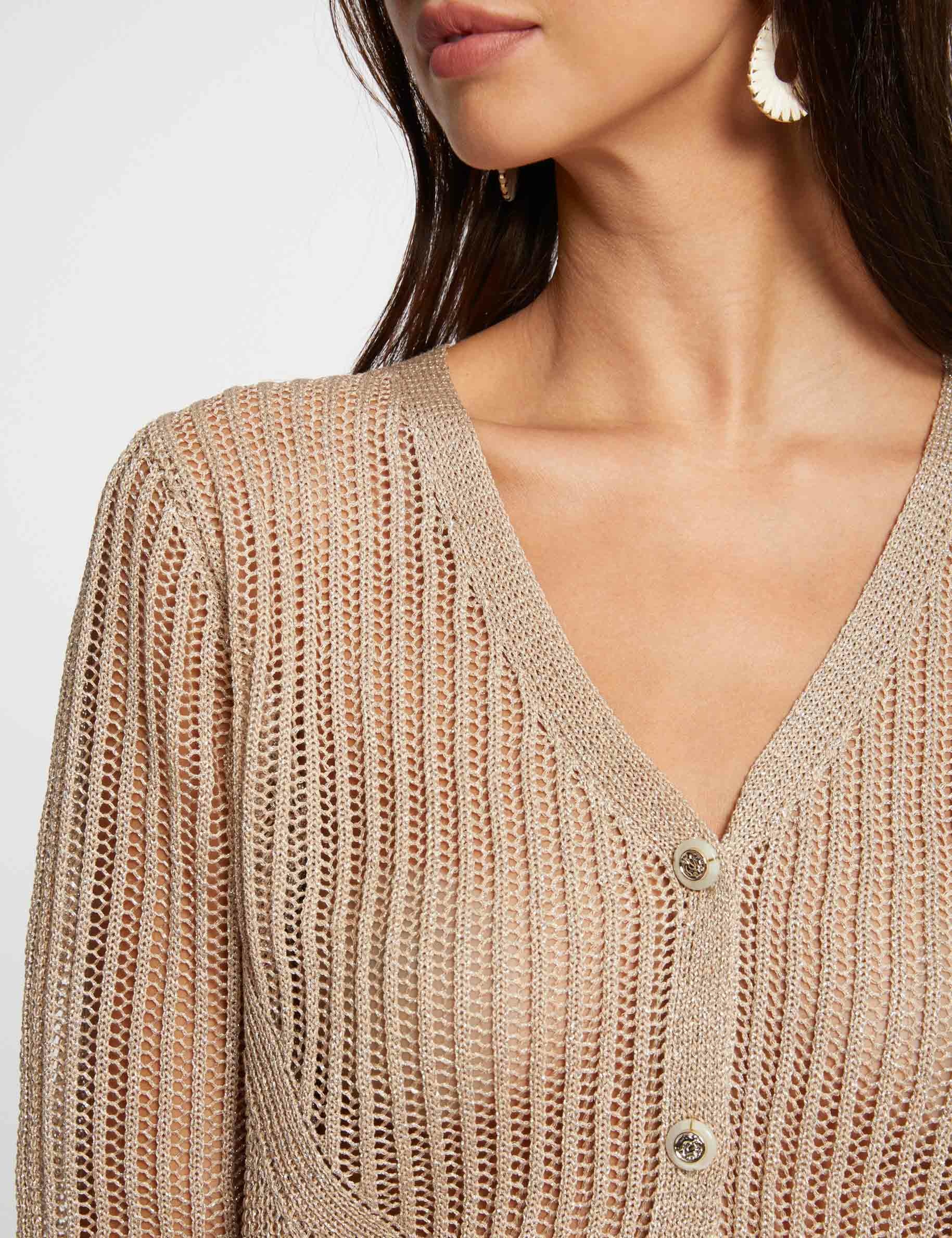 Openwork long-sleeved cardigan gold women