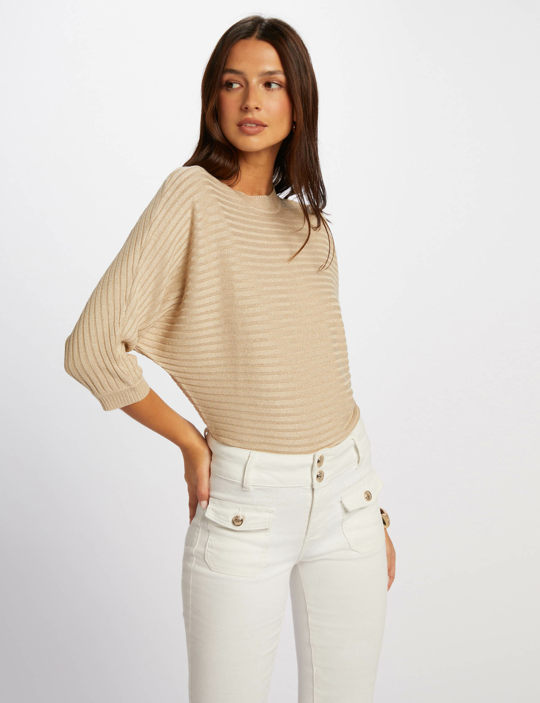 Jumper 3/4-length sleeves beige women