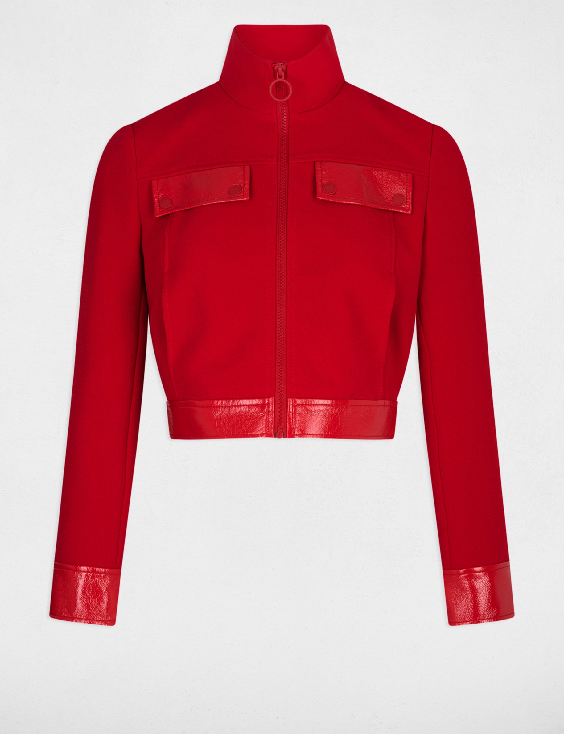 Jacket faux leather details medium red women