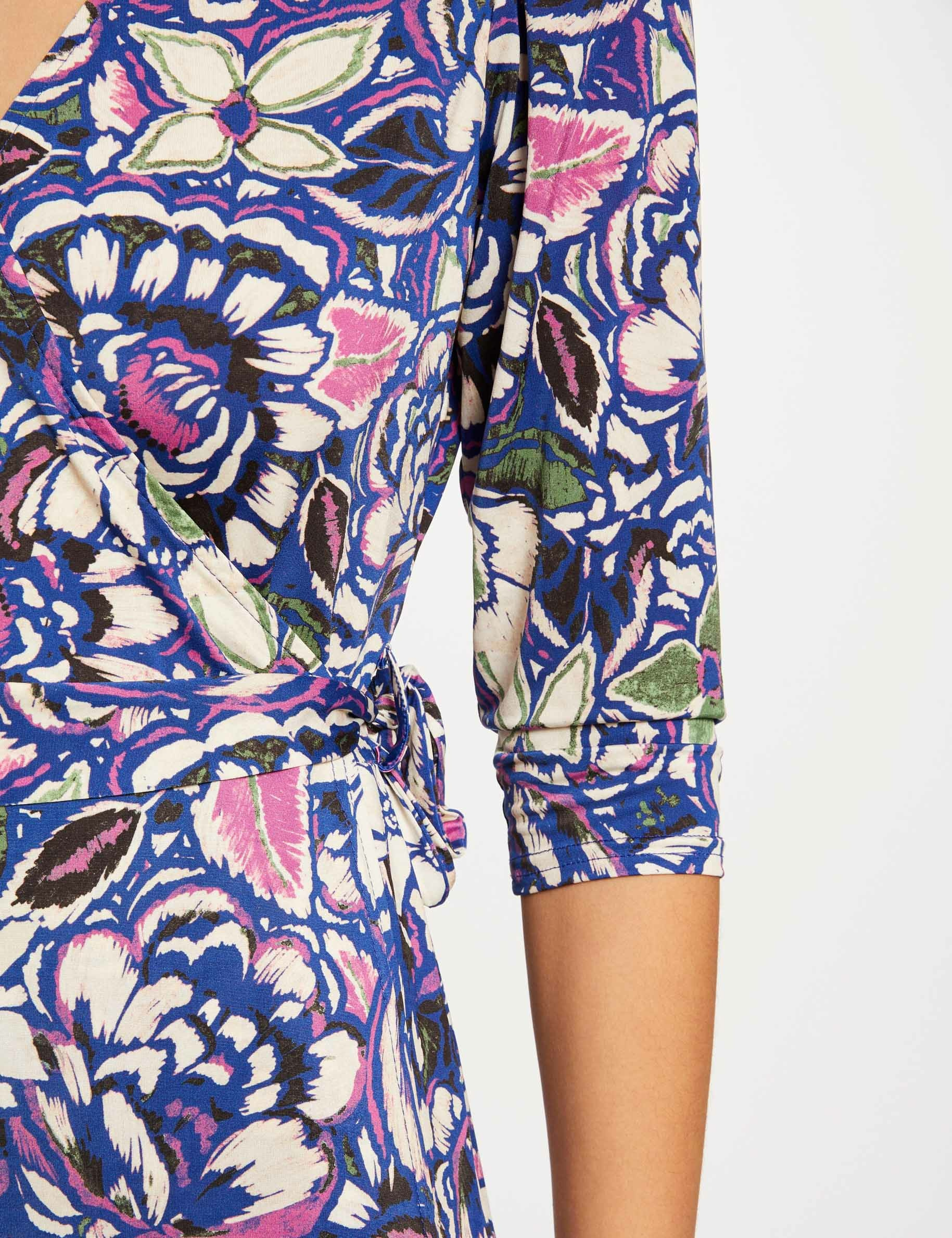 Wrap dress with vegetal print multicolored women