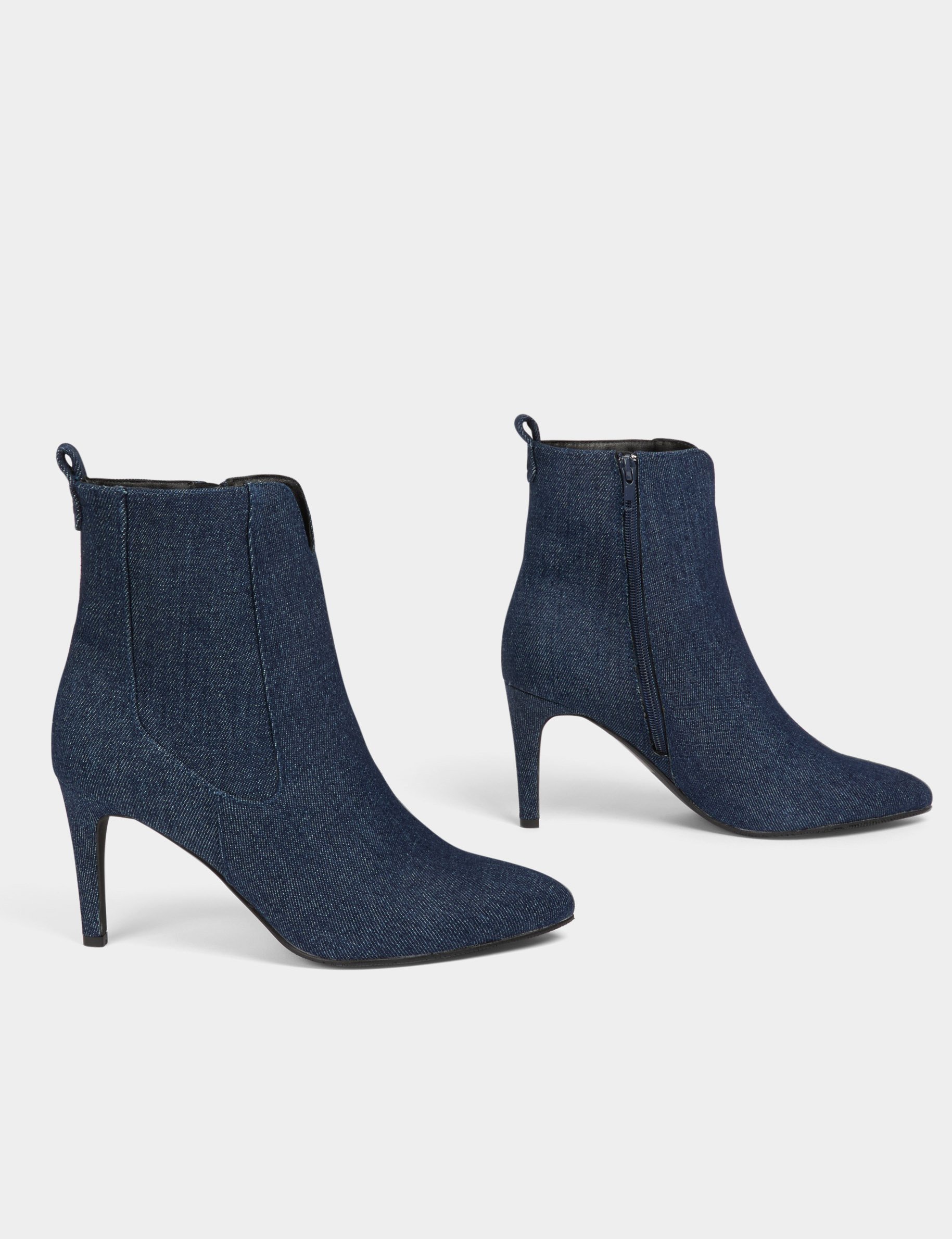 Denim boots with heels raw denim women