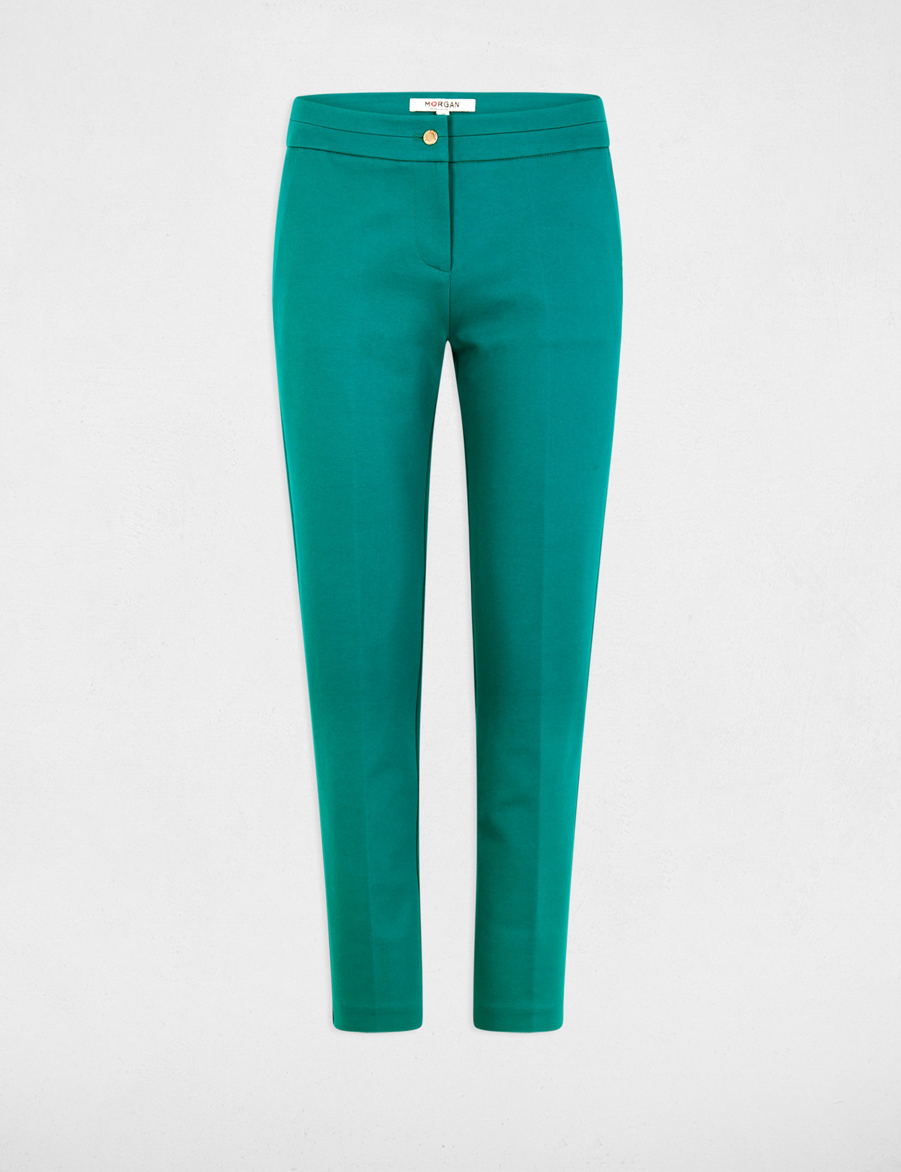 Cigarette trousers with darts turquoise blue women