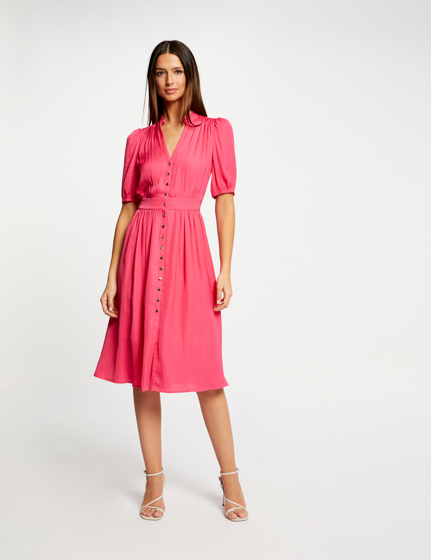 Ladies pink clearance midi dress