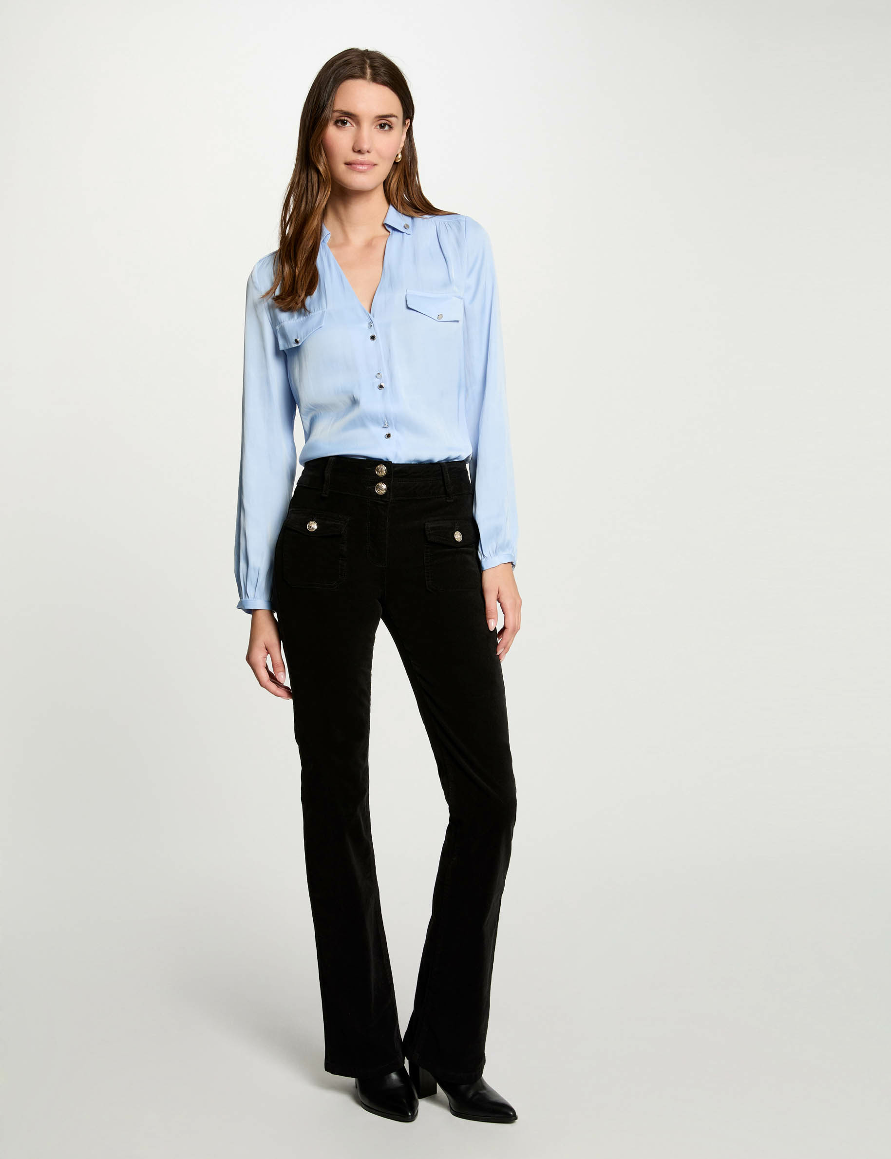 Velvet fitted trousers black women