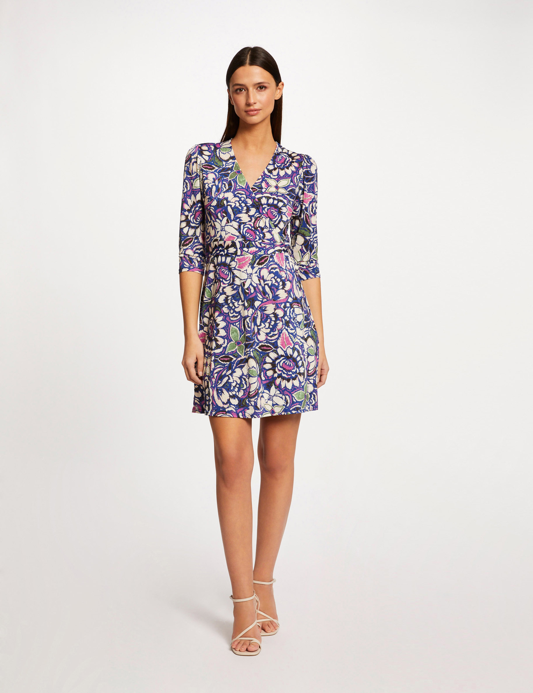 Wrap dress with vegetal print multicolored women