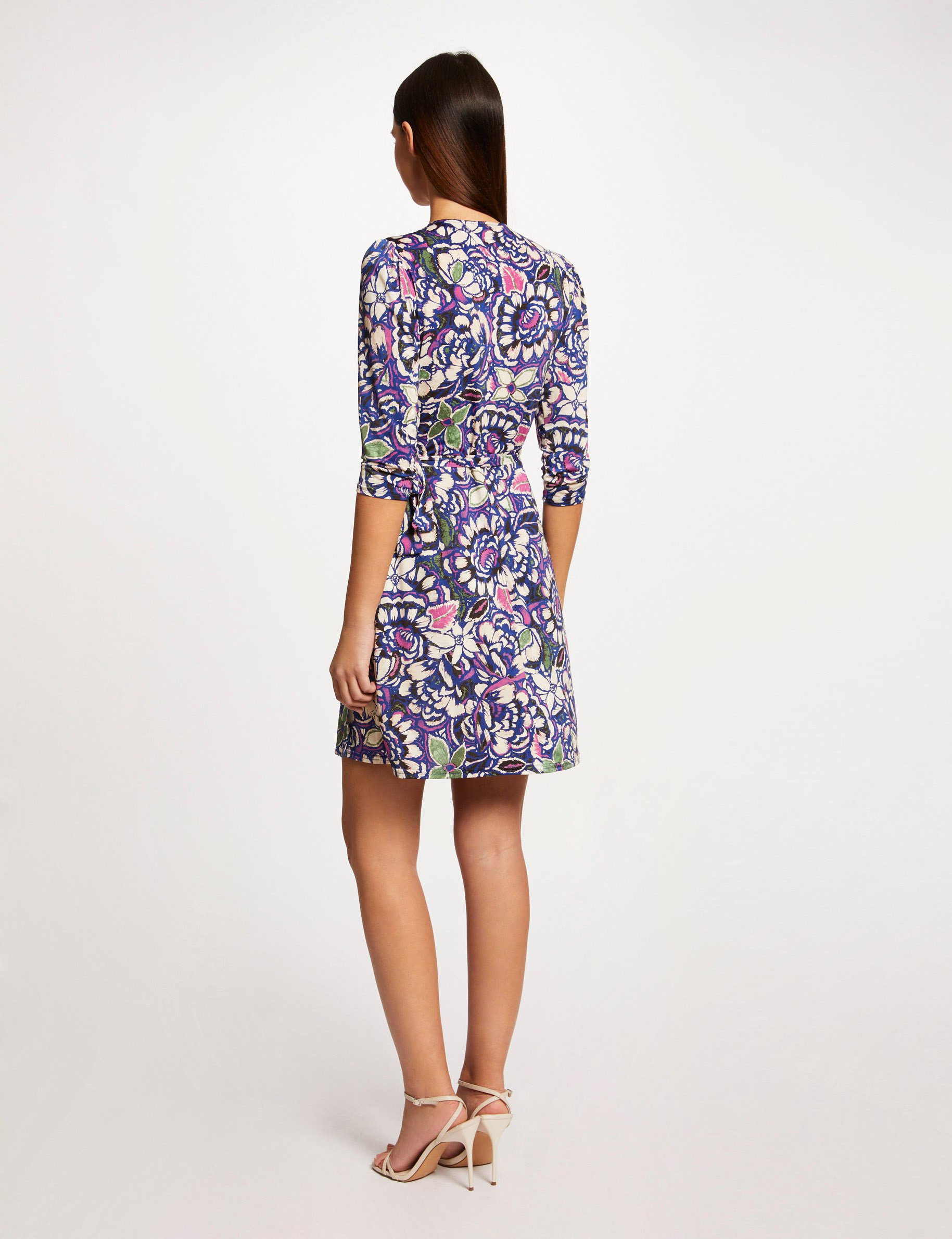 Wrap dress with vegetal print multicolored women