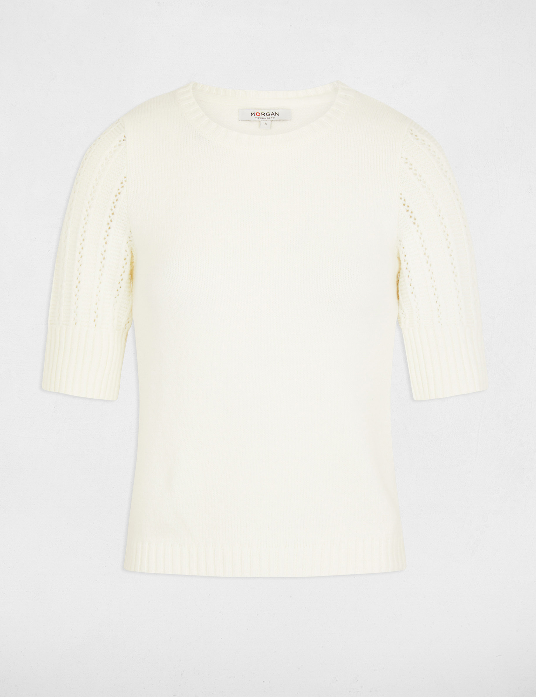 Short-sleeved jumper ivory women