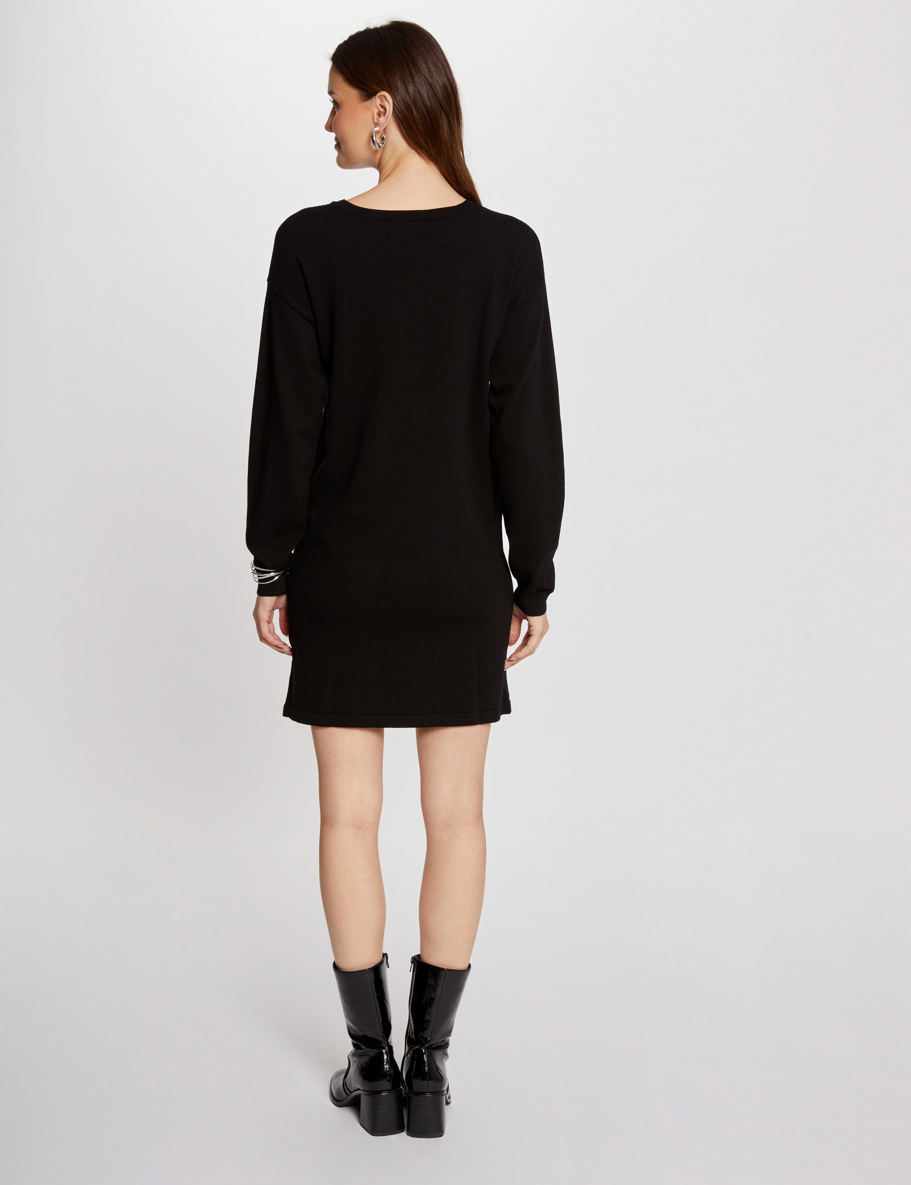 Mini straight knitted dress black women