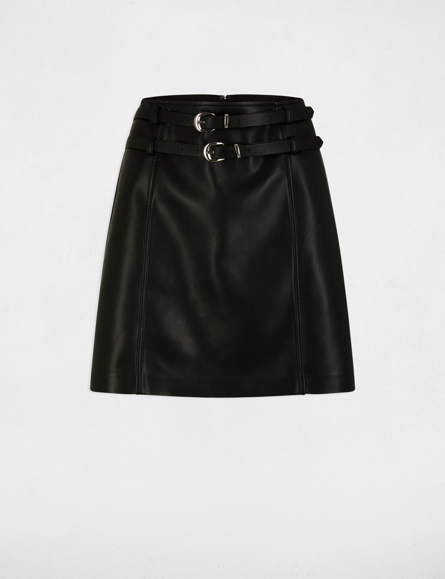 Faux leather mini skirt black women