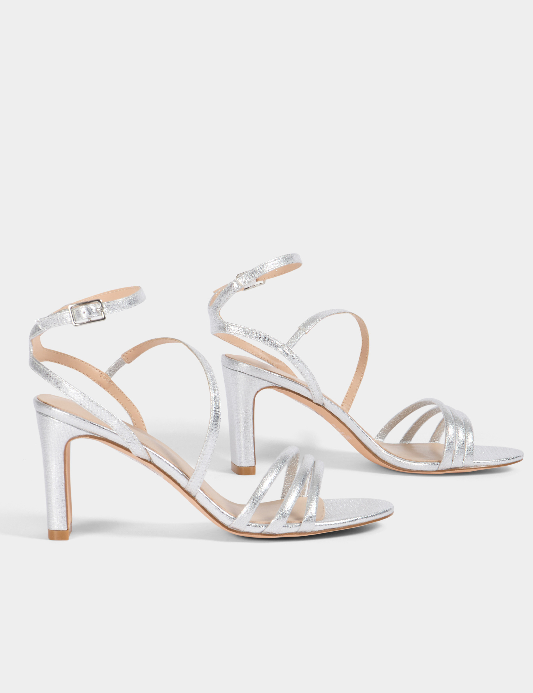 Sandals with heels silver color women