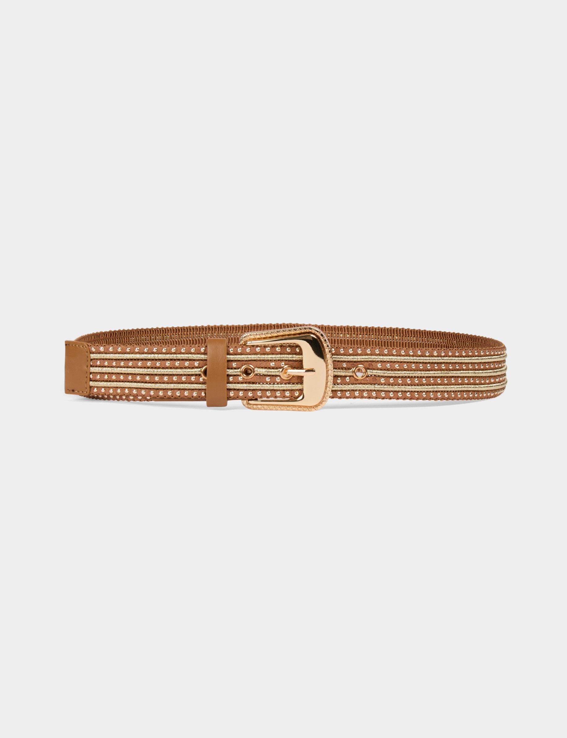 Belt with studs camel women