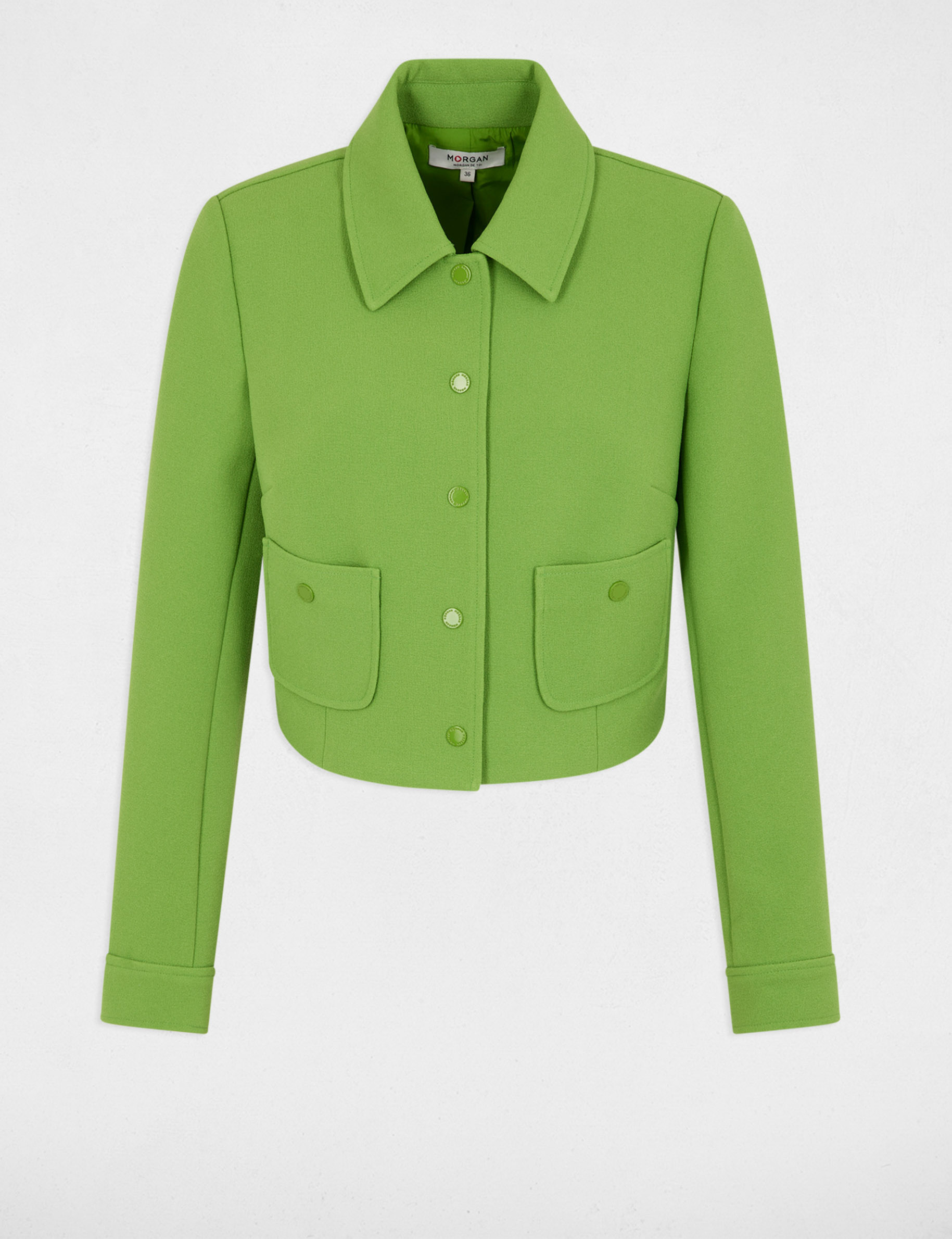 Short buttoned jacket aniseed green women