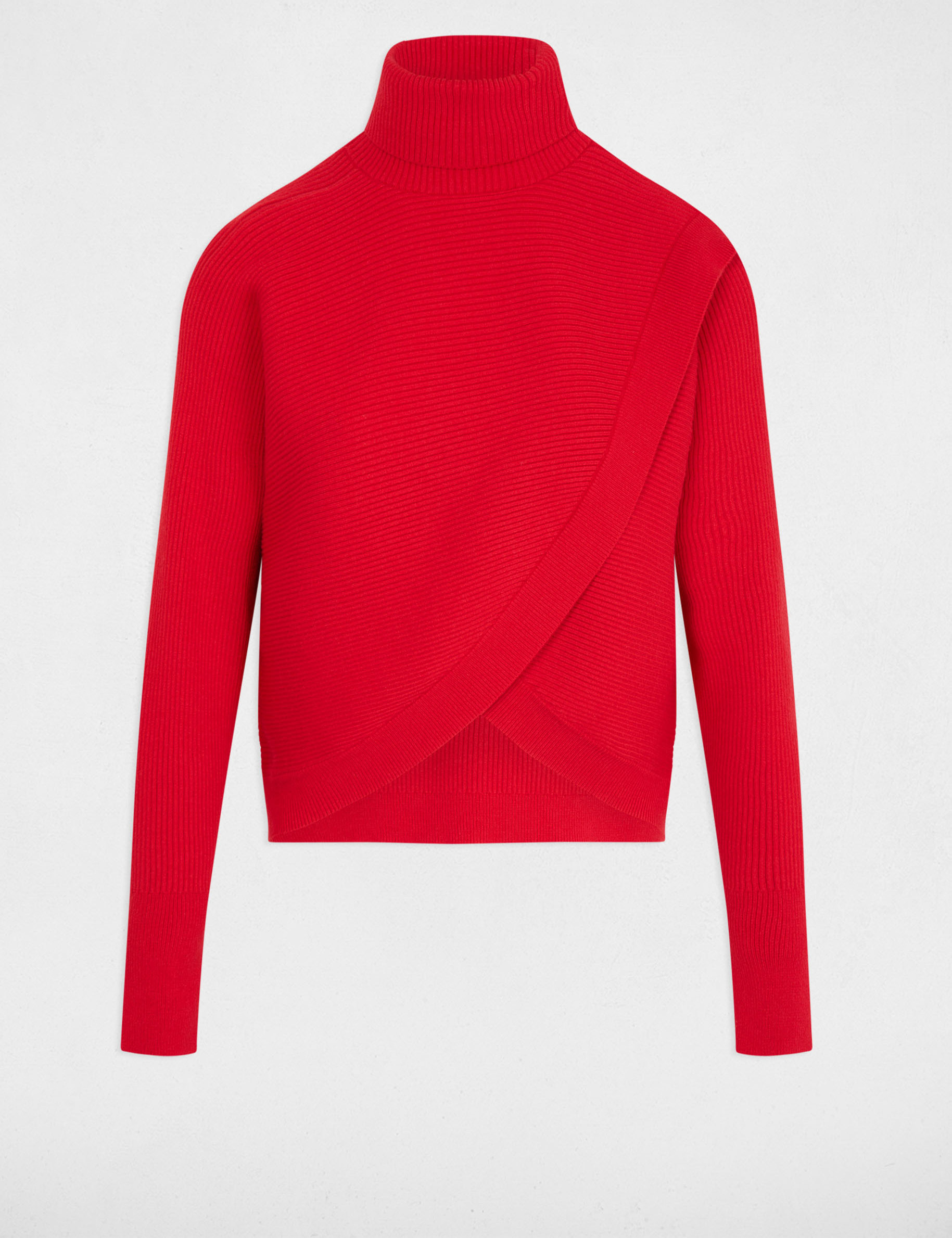 Long-sleeved jumper wrap-over effect red women