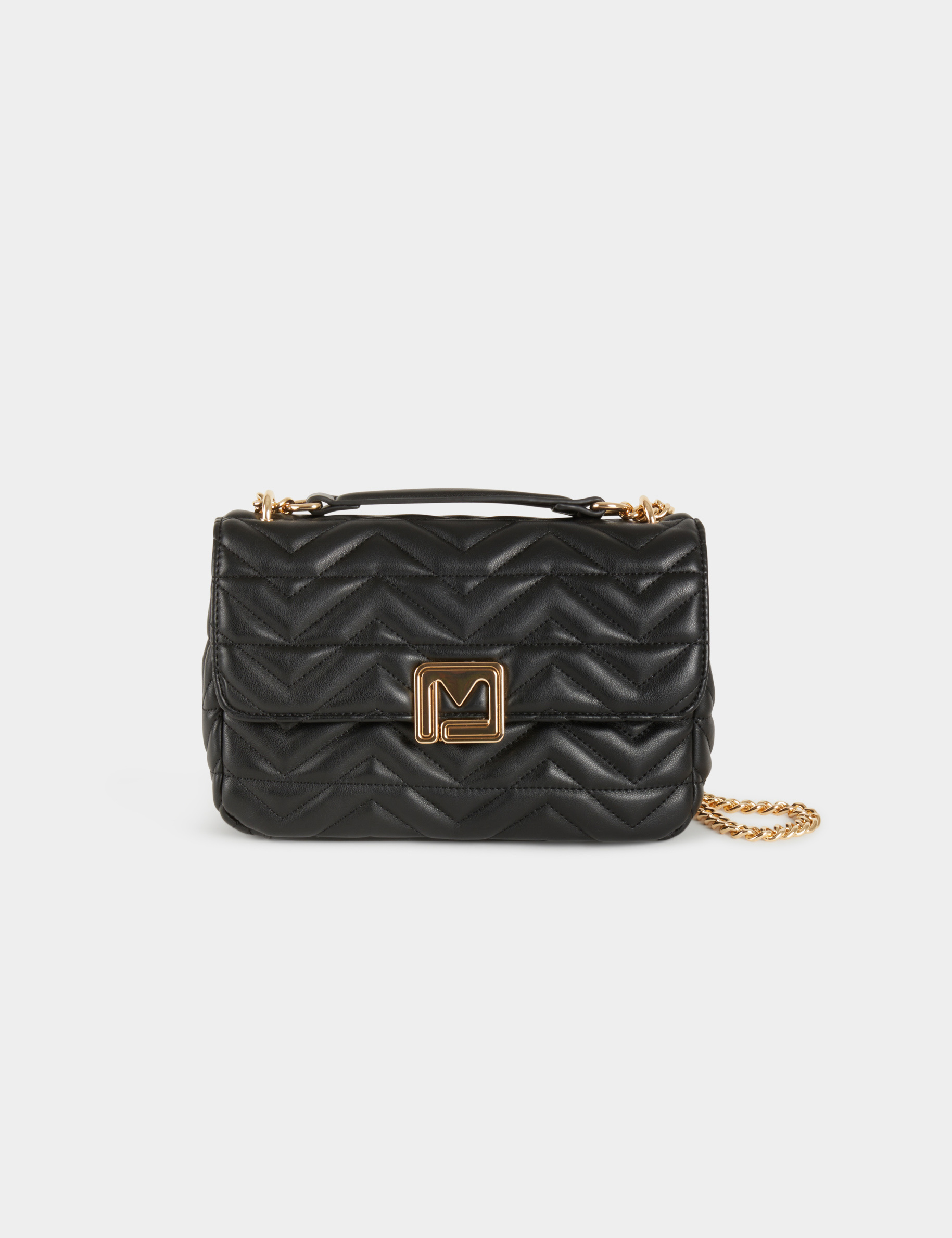 Quilted bag with M buckle black women