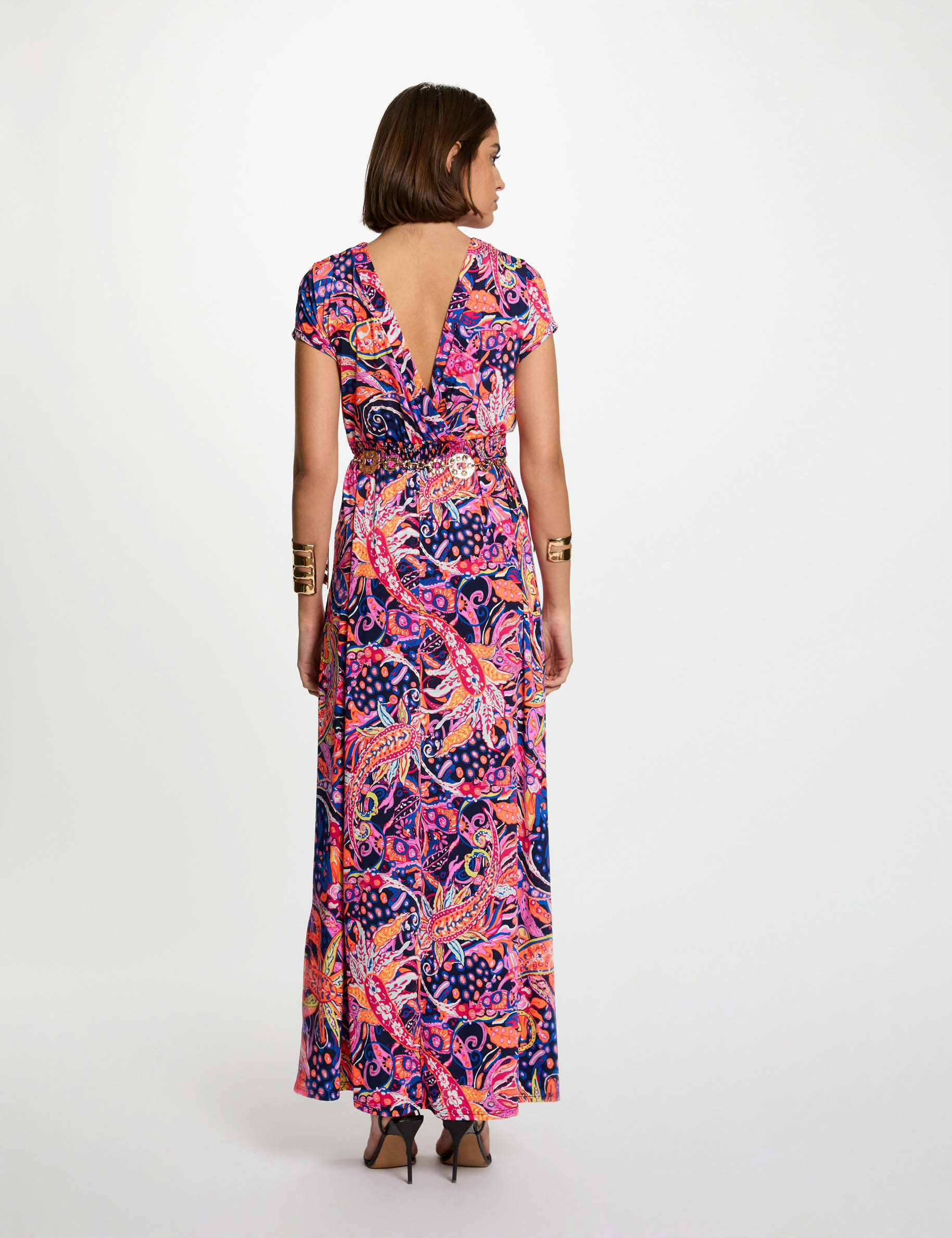 Printed maxi straight dress multicolor women