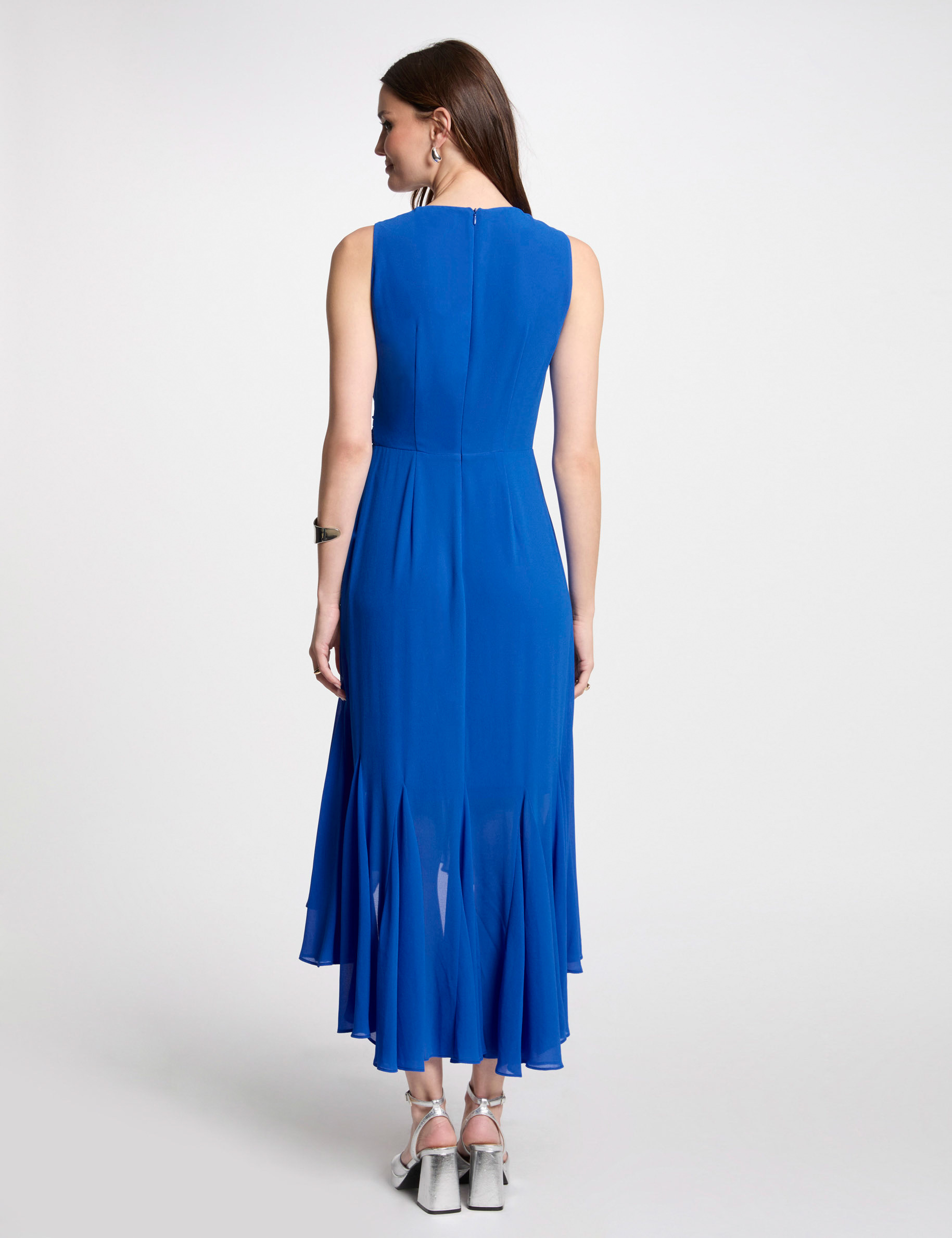 Loose straight midi dress electric blue women