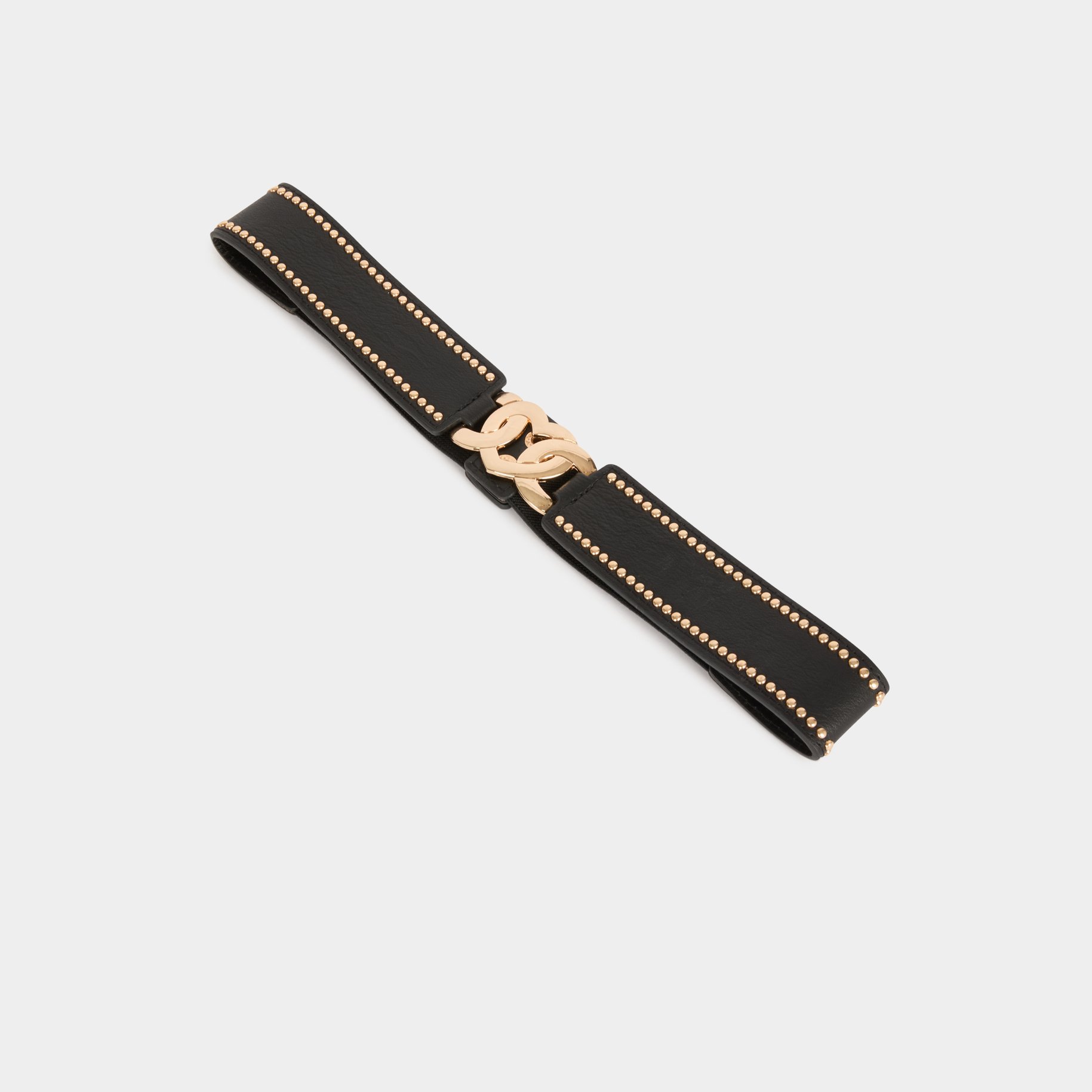 Elasticised belt with studs black women